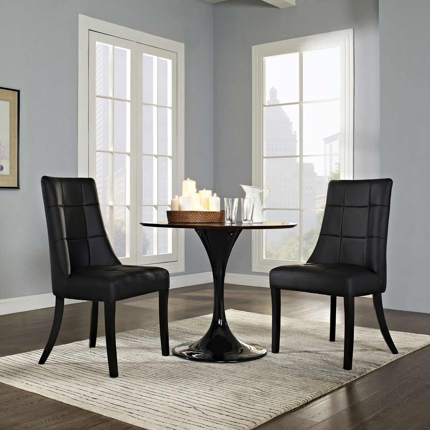 Modway Noblesse Vinyl Dining Chair Set of 2 - Black