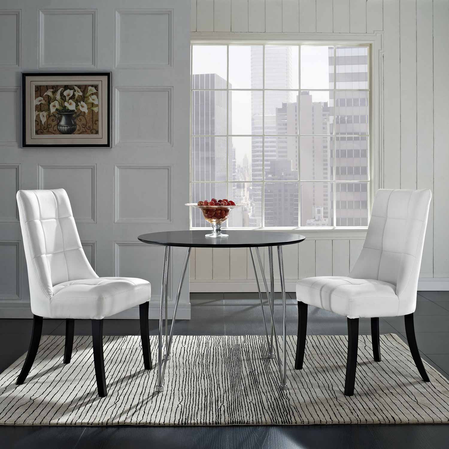 Modway Noblesse Vinyl Dining Chair Set of 2 - White