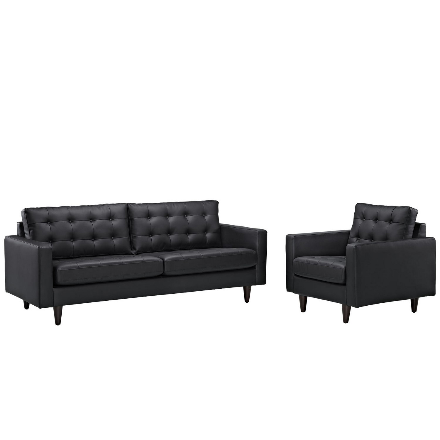 Modway Empress 2PC Sofa and Armchair Set - Black