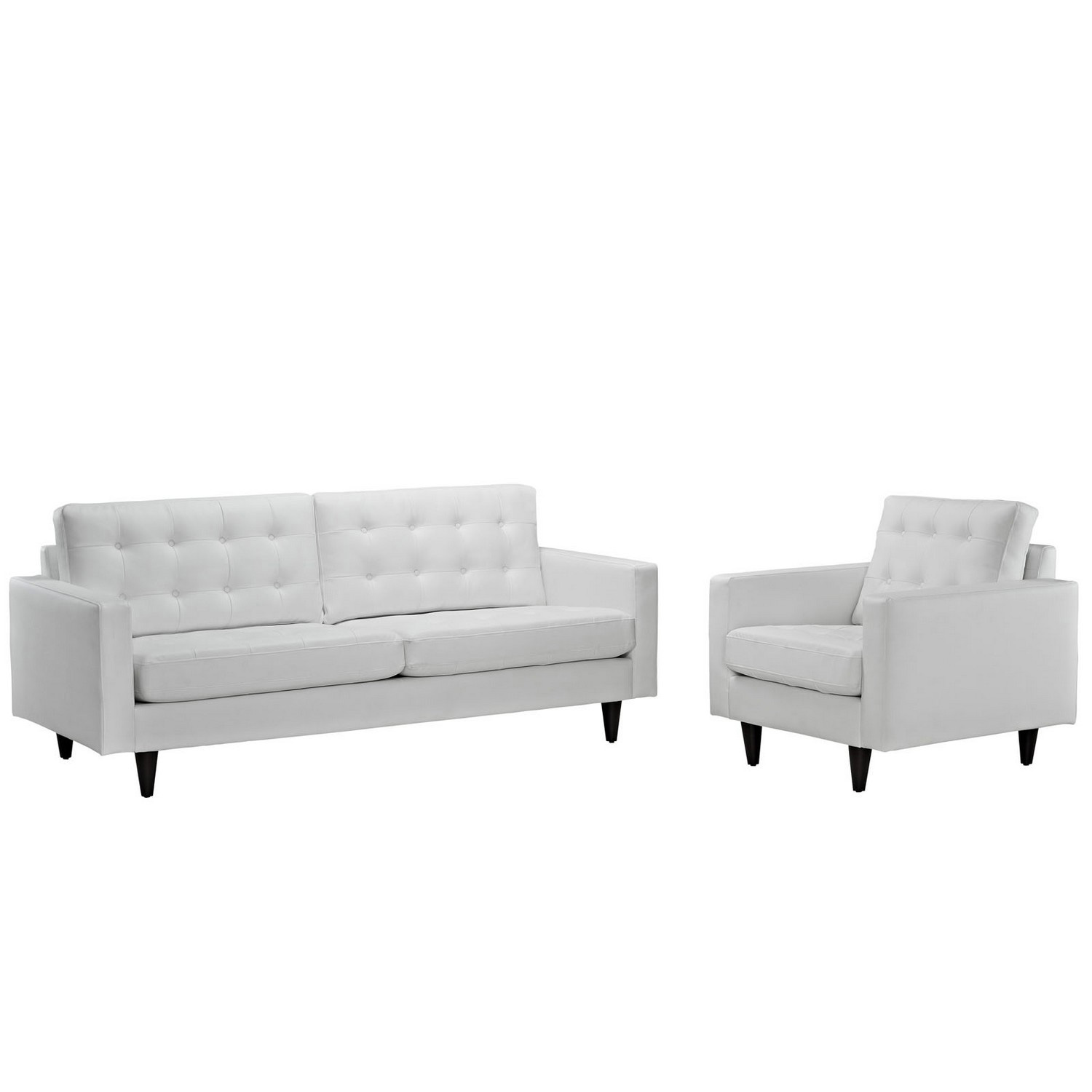 Modway Empress 2PC Sofa and Armchair Set - White