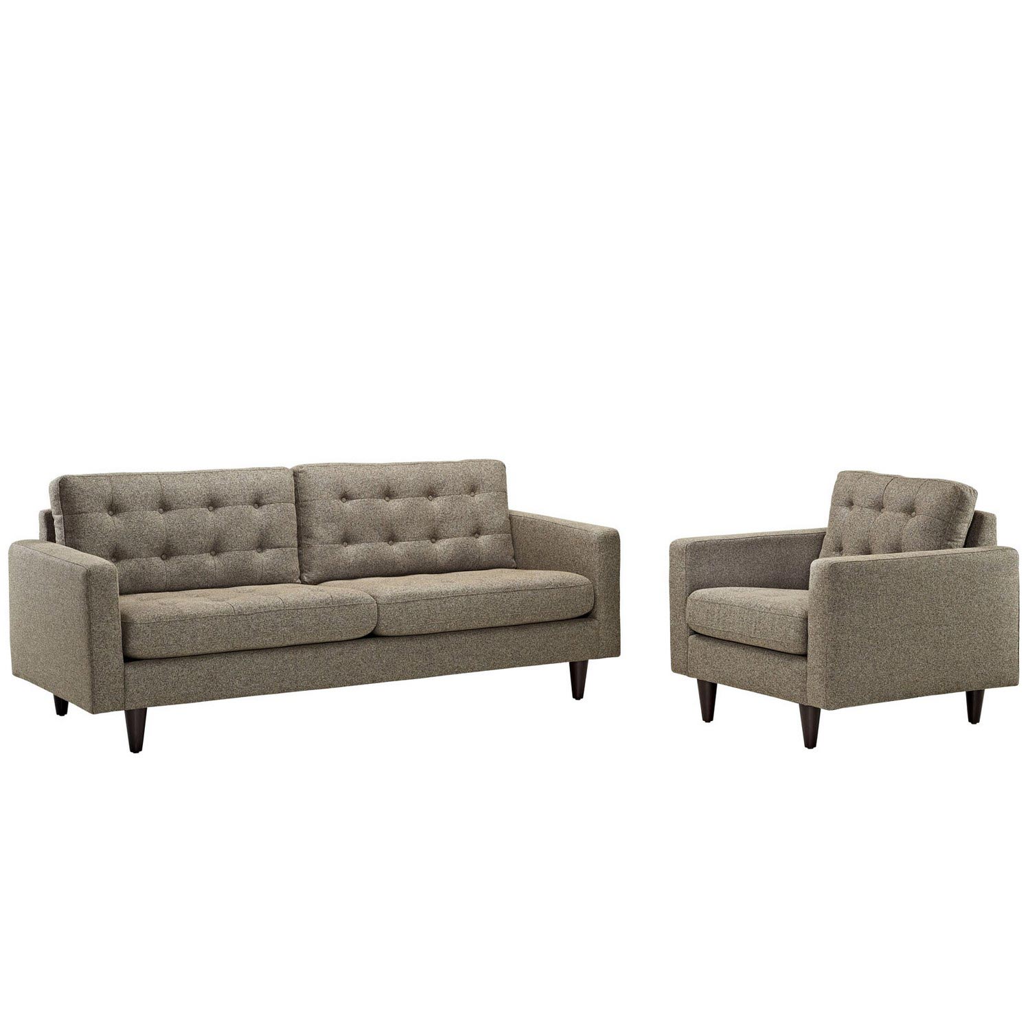 Modway Empress 2PC Armchair and Sofa Set - Oatmeal