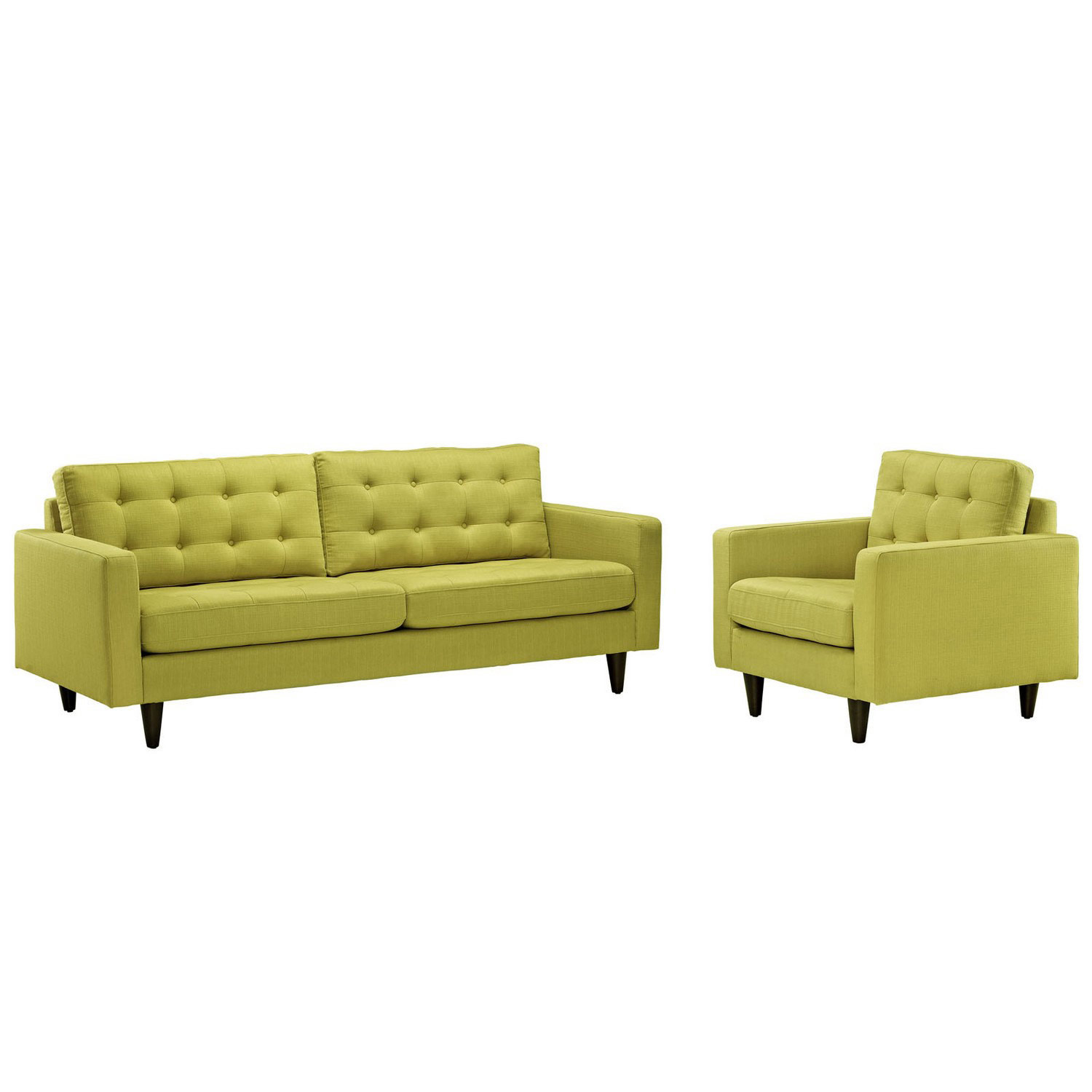 Modway Empress 2PC Armchair and Sofa Set - Wheatgrass