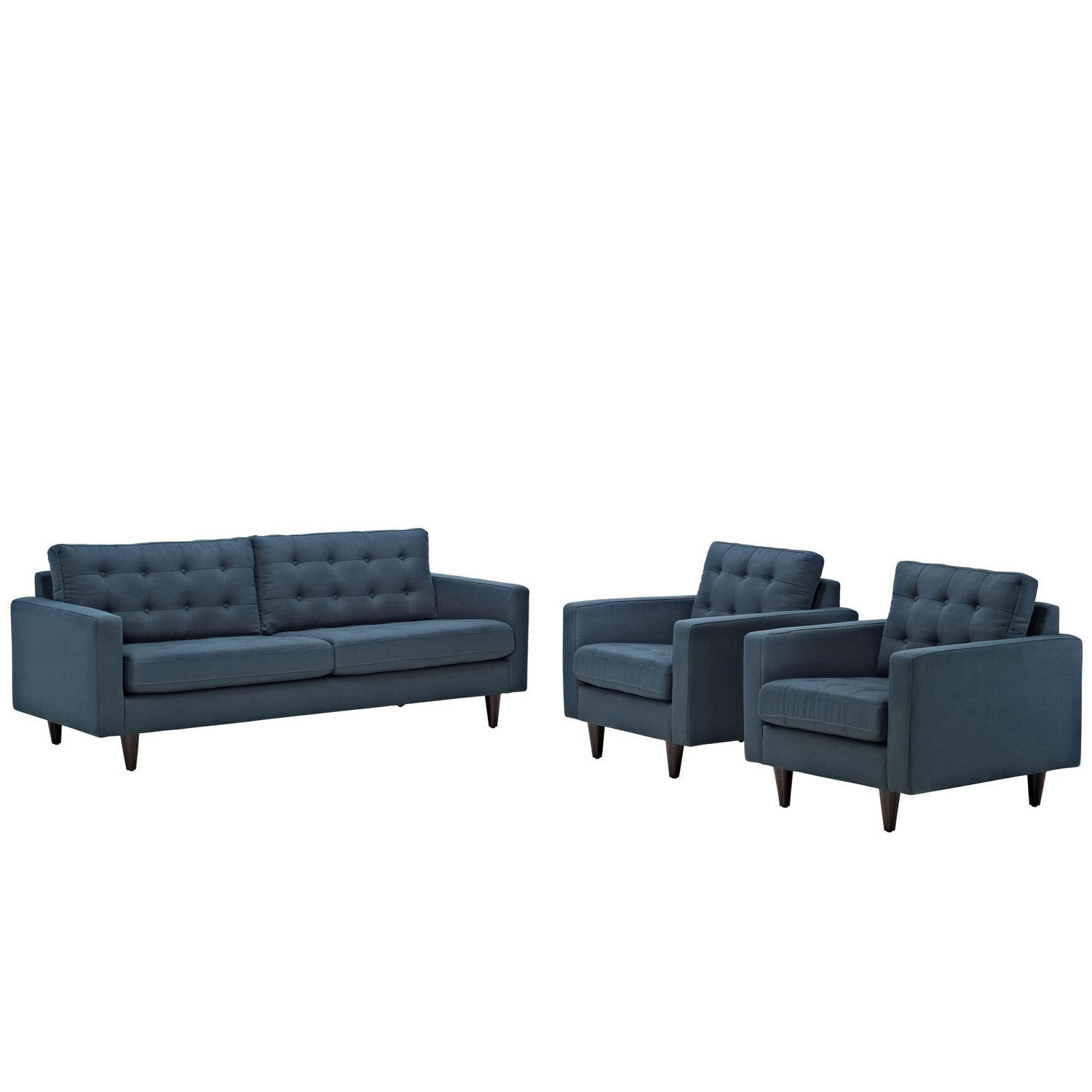 Modway Empress 3PC Sofa and Armchairs Set - Azure