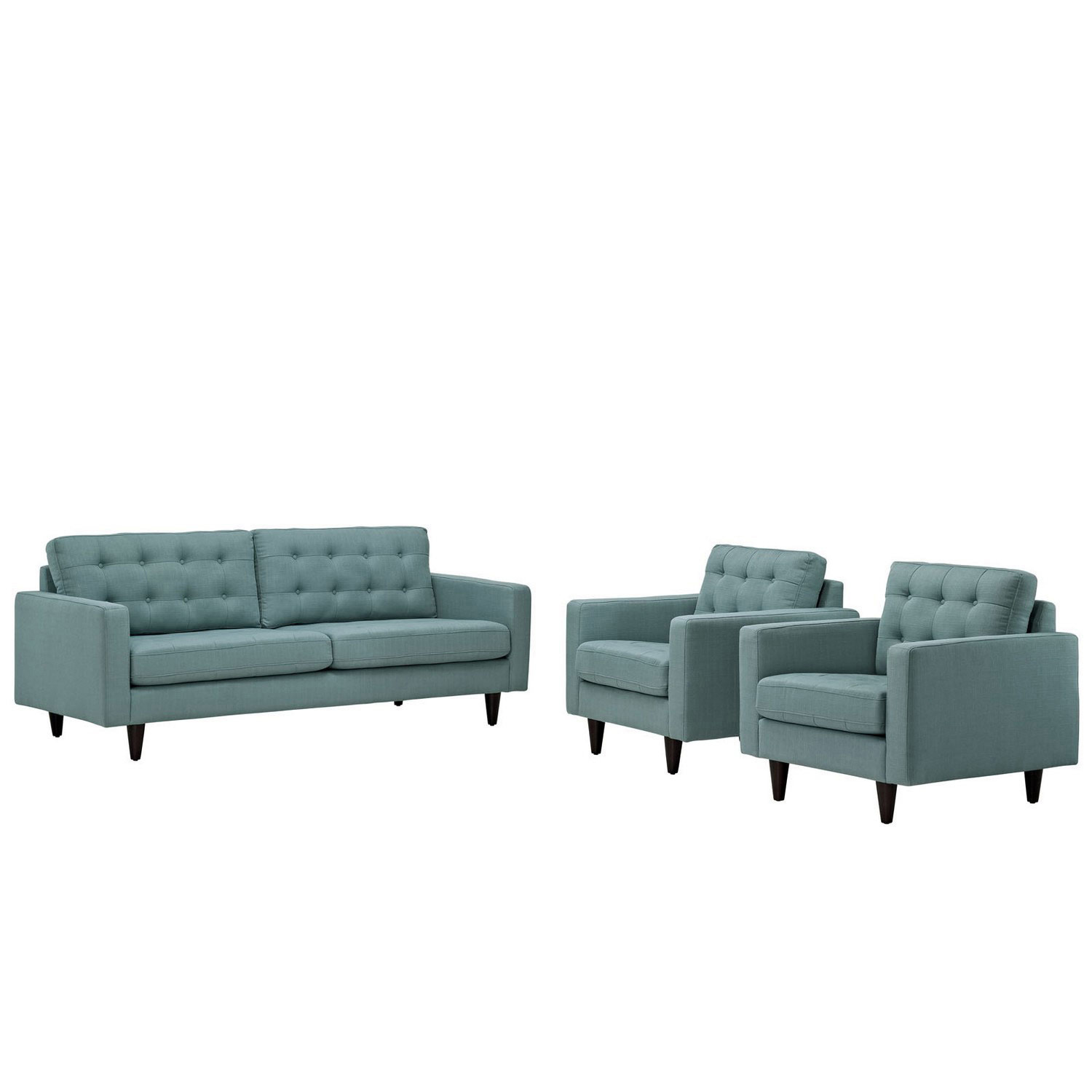 Modway Empress 3PC Sofa and Armchairs Set - Laguna