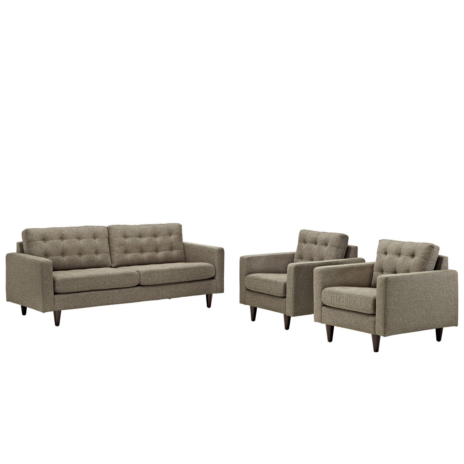 Modway Empress 3PC Sofa and Armchairs Set - Oatmeal