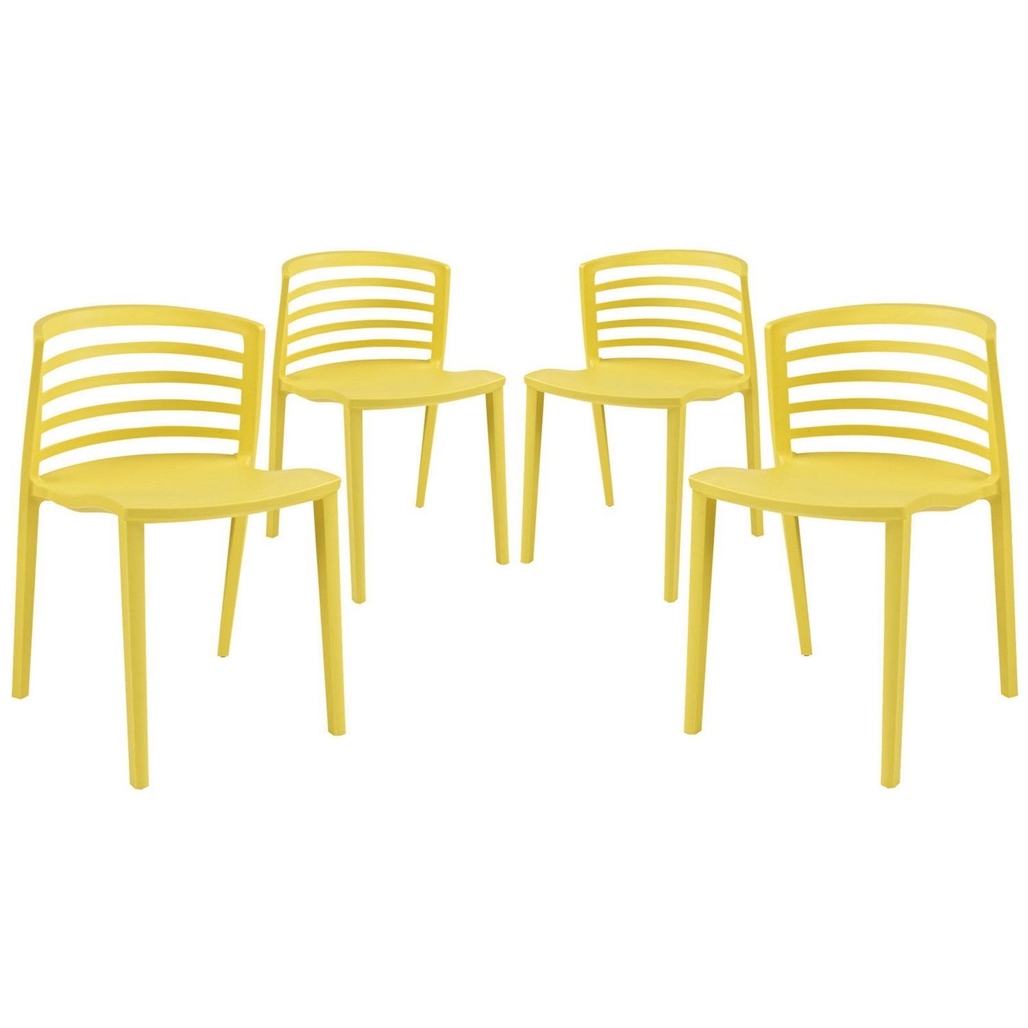 Modway Curvy 4PC Dining Chairs Set - Yellow
