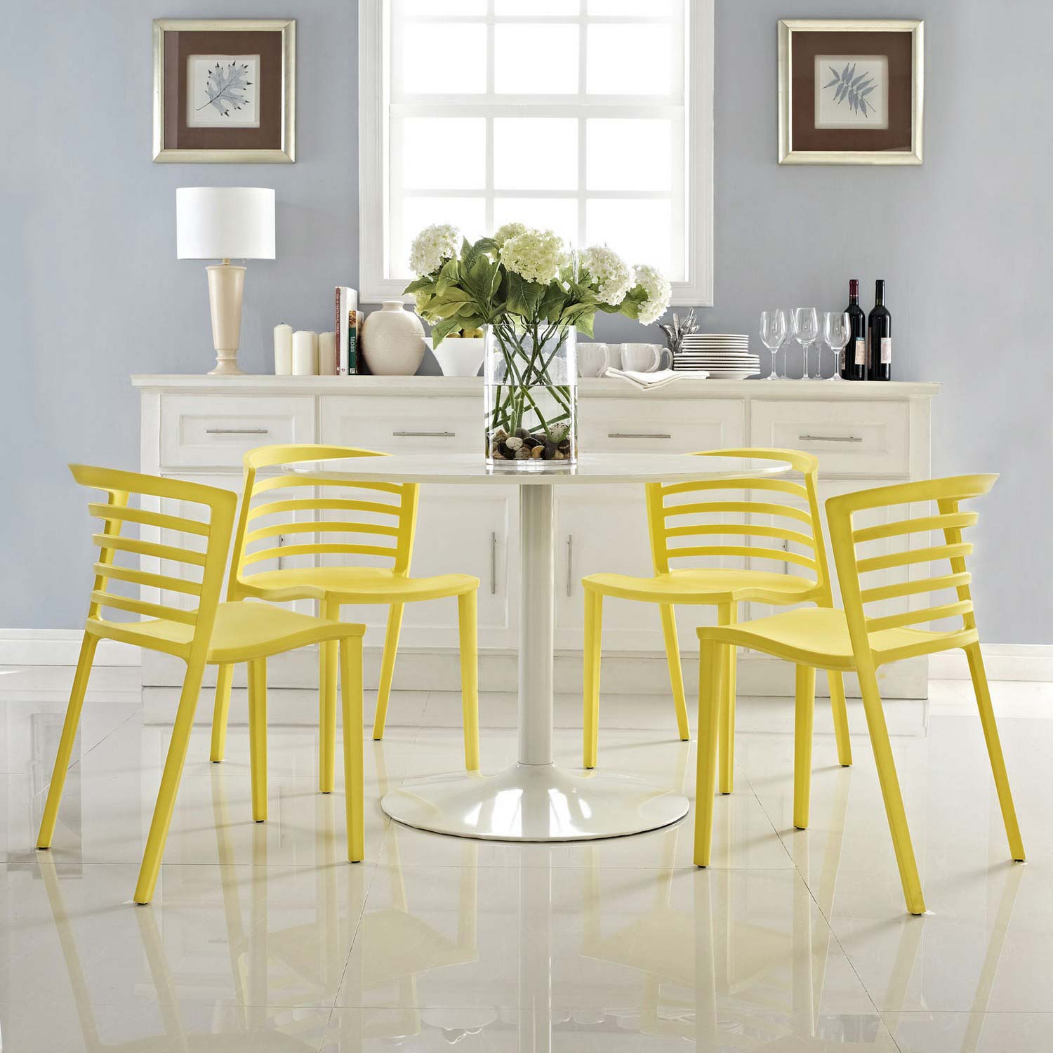 Modway Curvy 4PC Dining Chairs Set - Yellow