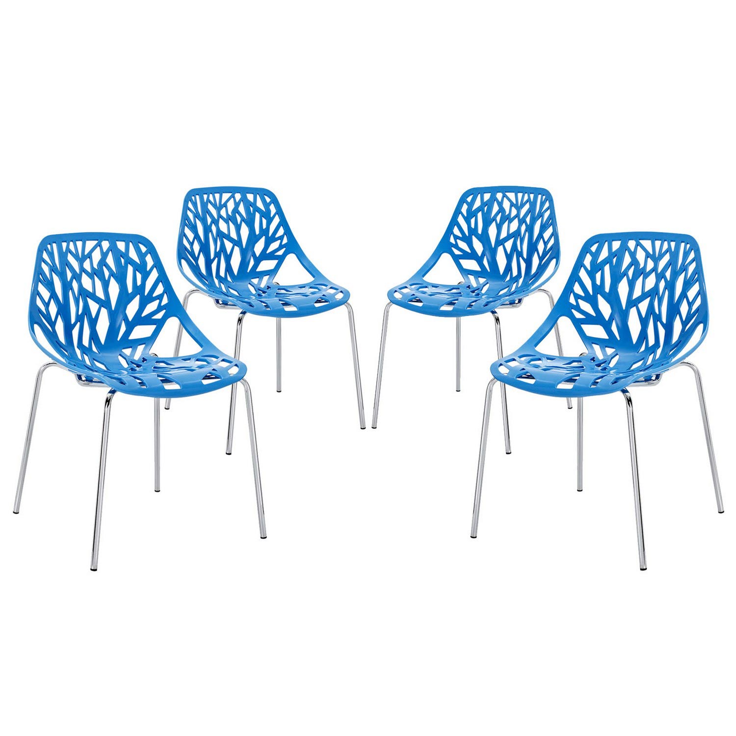 Modway Stencil 4PC Dining Side Chair Set - Blue