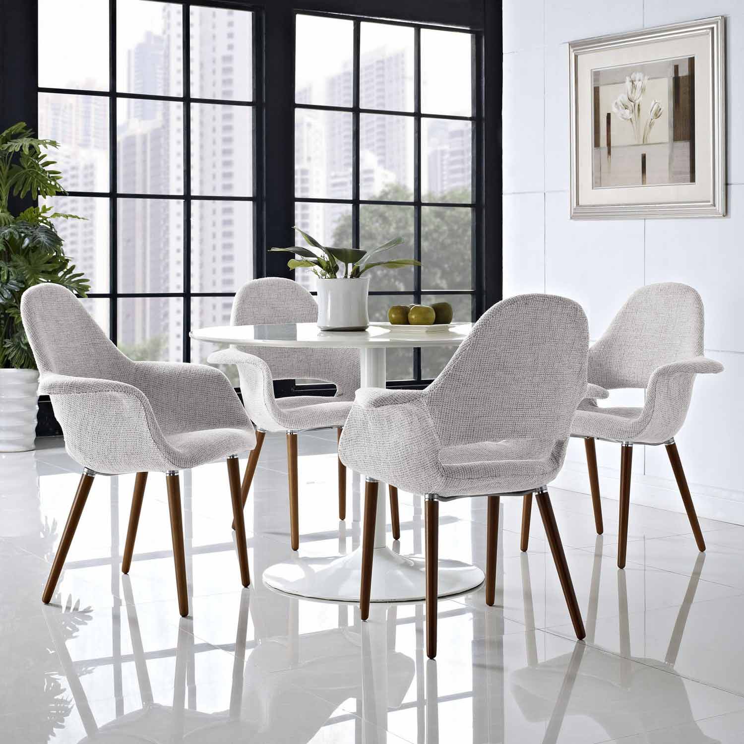 Modway Aegis Dining Armchair Set of 4 - Light Gray