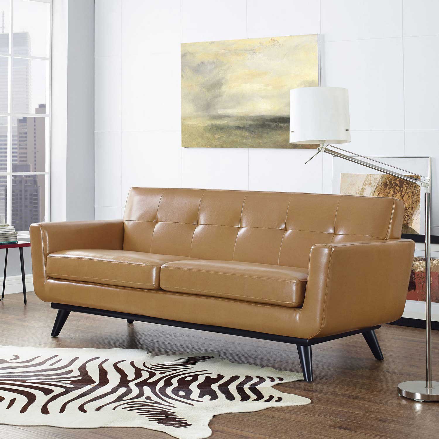 Modway Engage Bonded Leather Loveseat - Tan