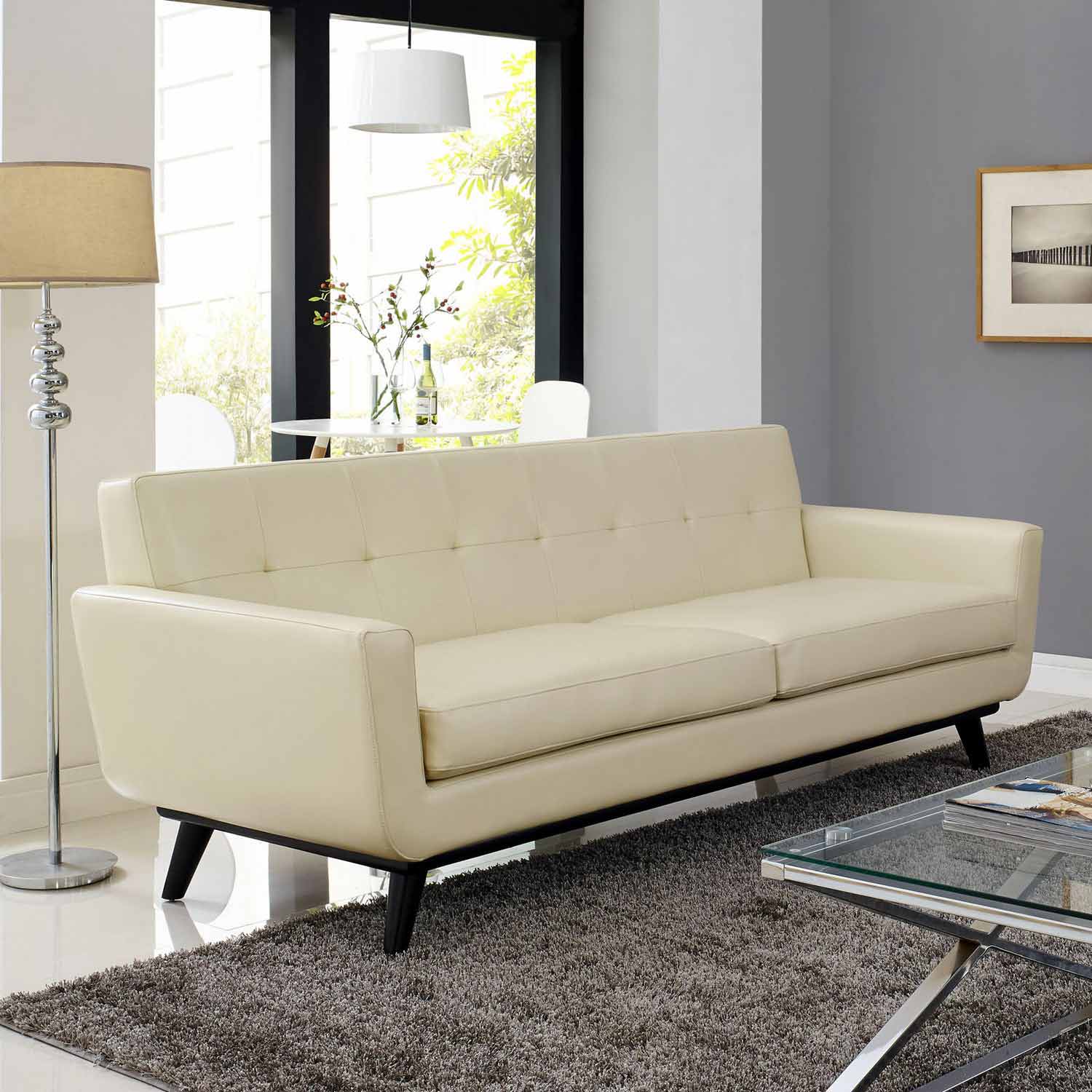Modway Engage Bonded Leather Sofa - Beige