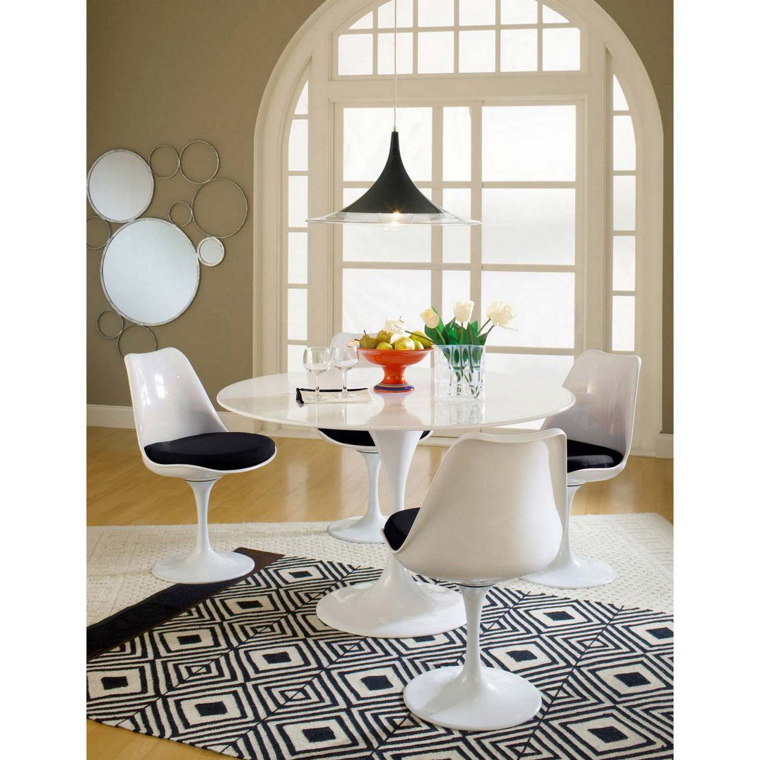 Modway Lippa Dining Side Chair Fabric Set of 4 - Black