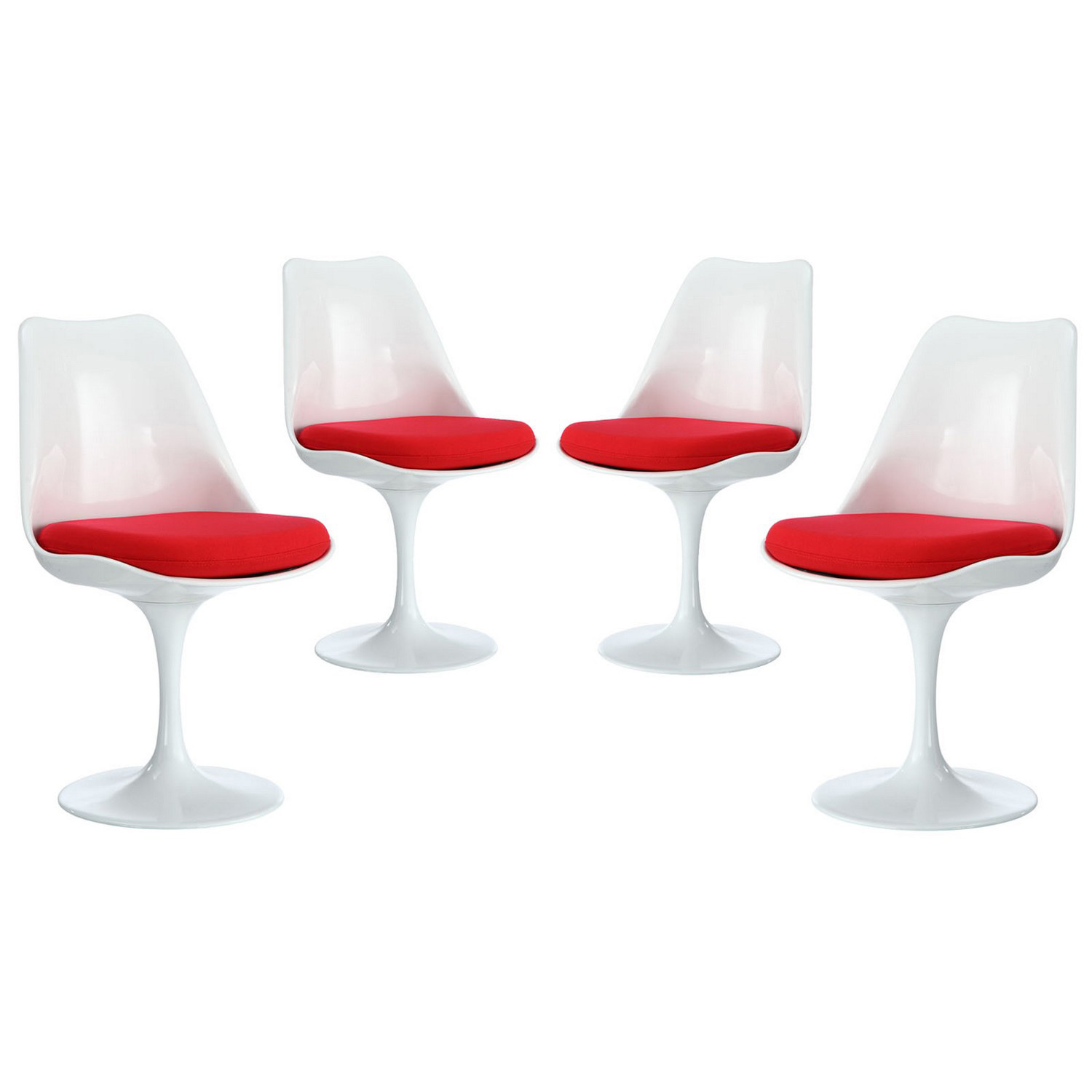 Modway Lippa Dining Side Chair Fabric Set of 4 - Red