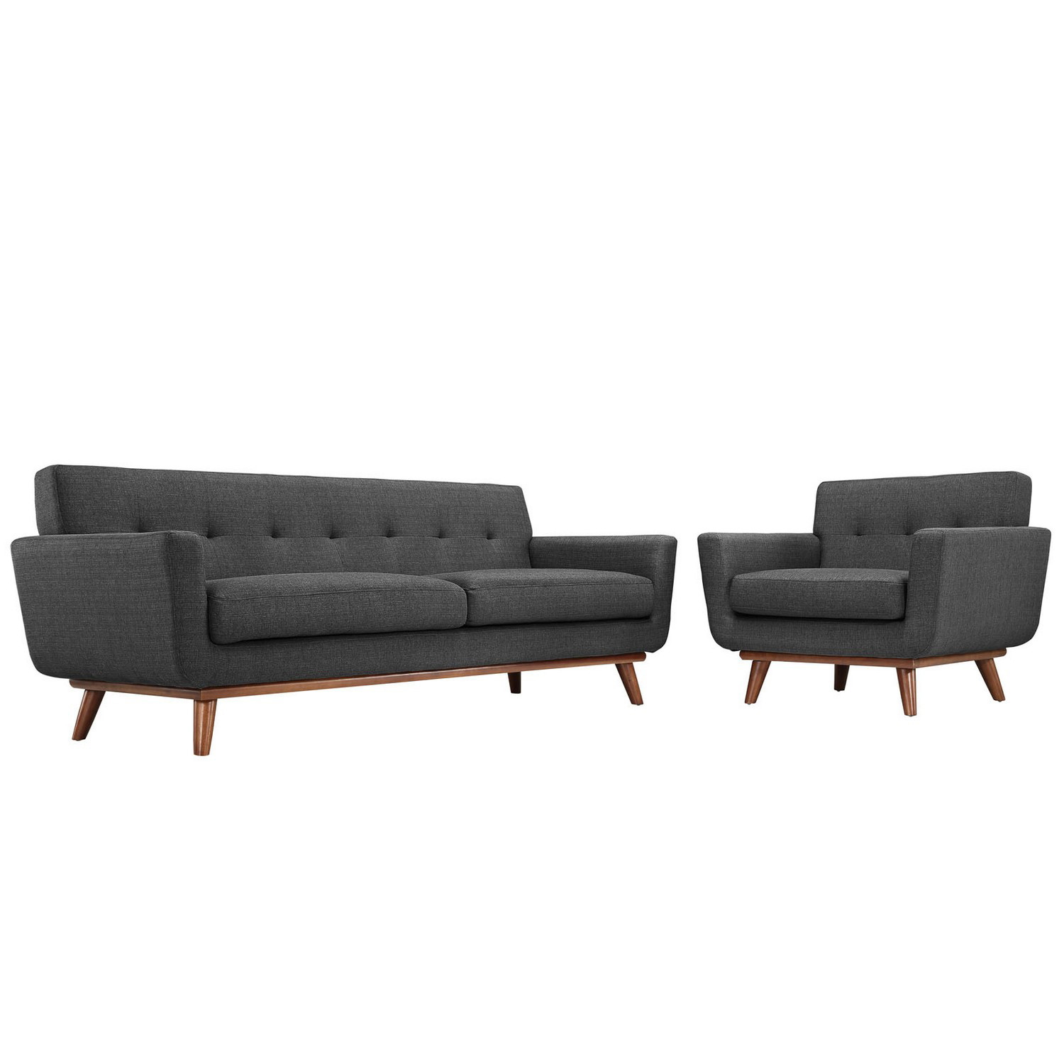 Modway Engage Armchair and Sofa Set of 2 - Gray