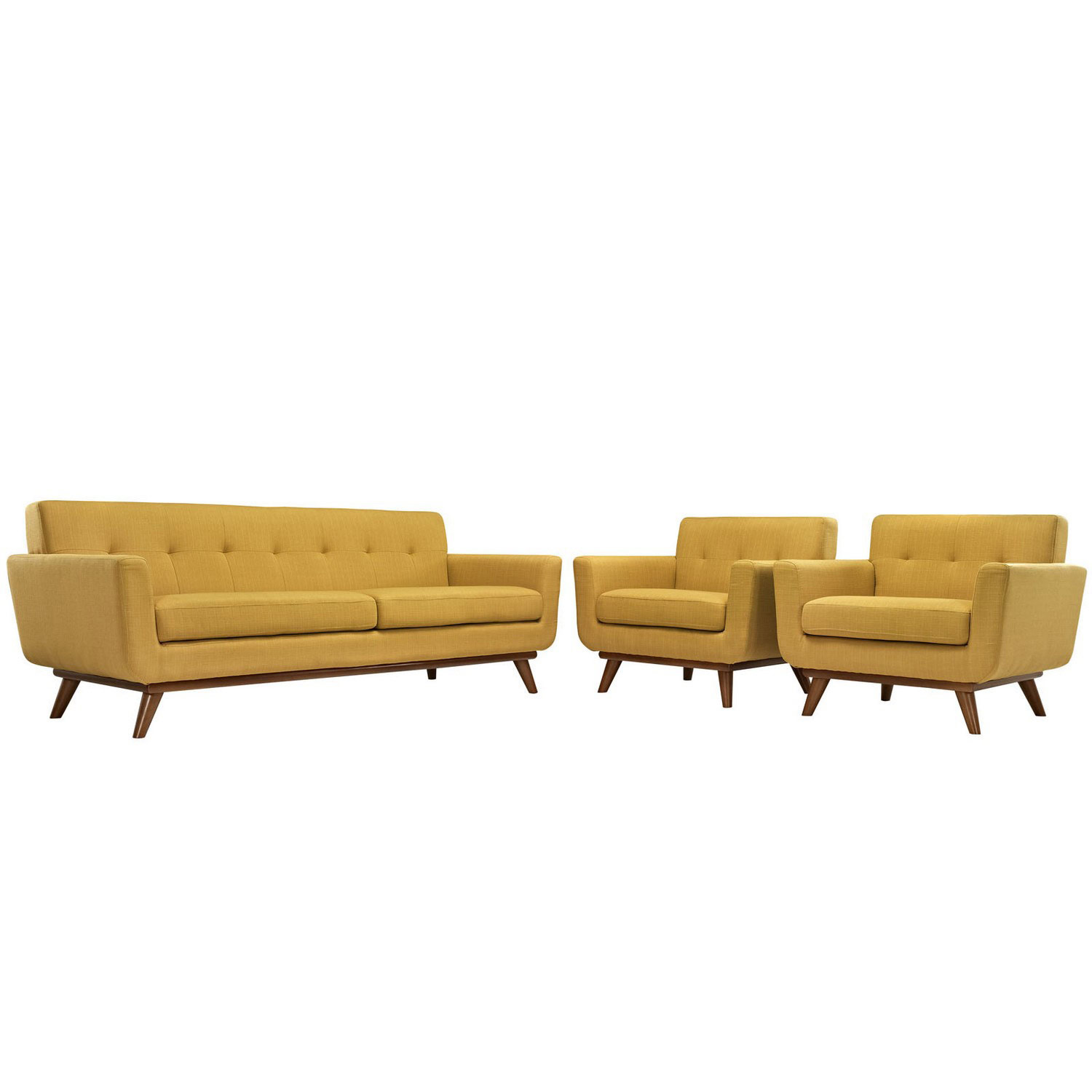 Modway Engage Armchairs and Sofa Set of 3 - Citrus