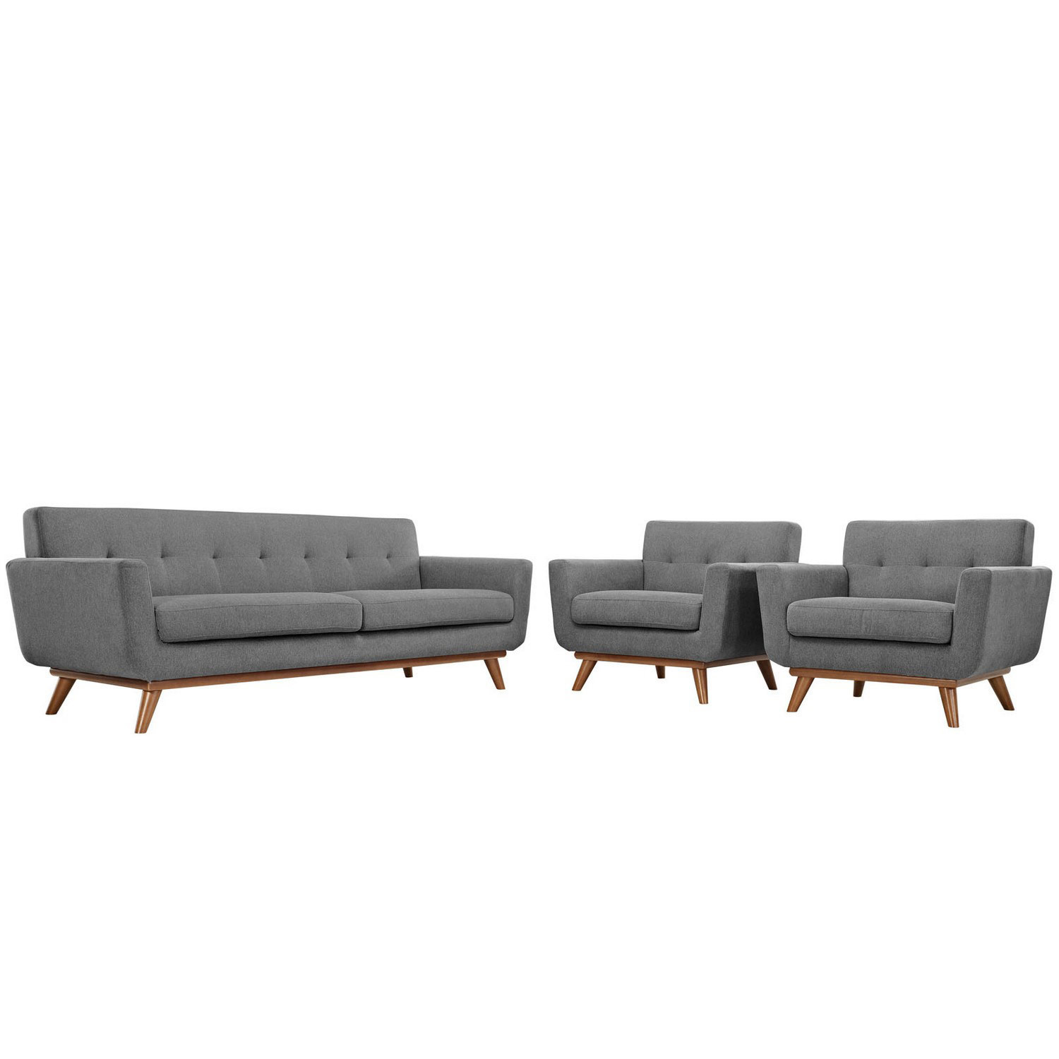 Modway Engage Armchairs and Sofa Set of 3 - Gray