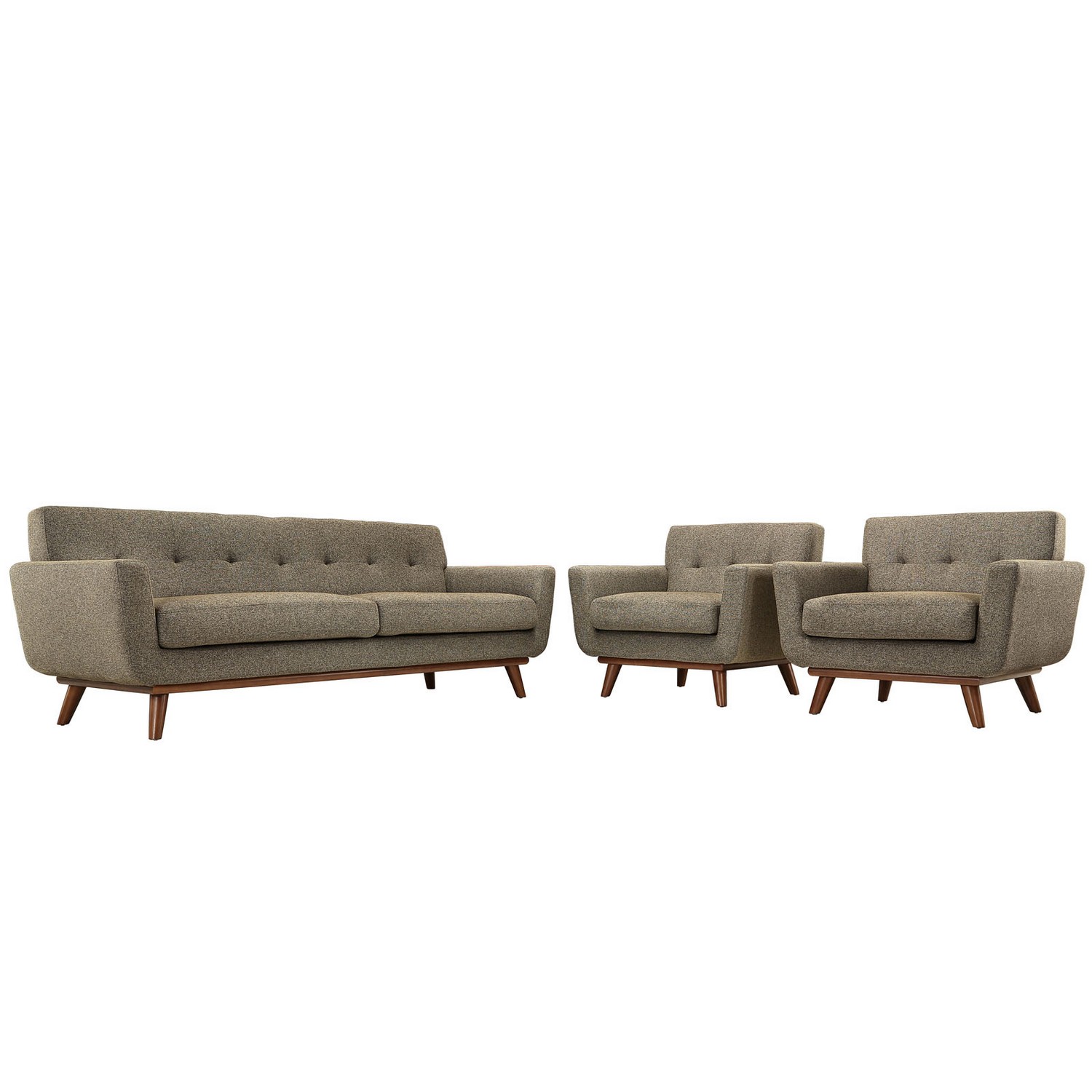 Modway Engage Armchairs and Sofa Set of 3 - Oatmeal