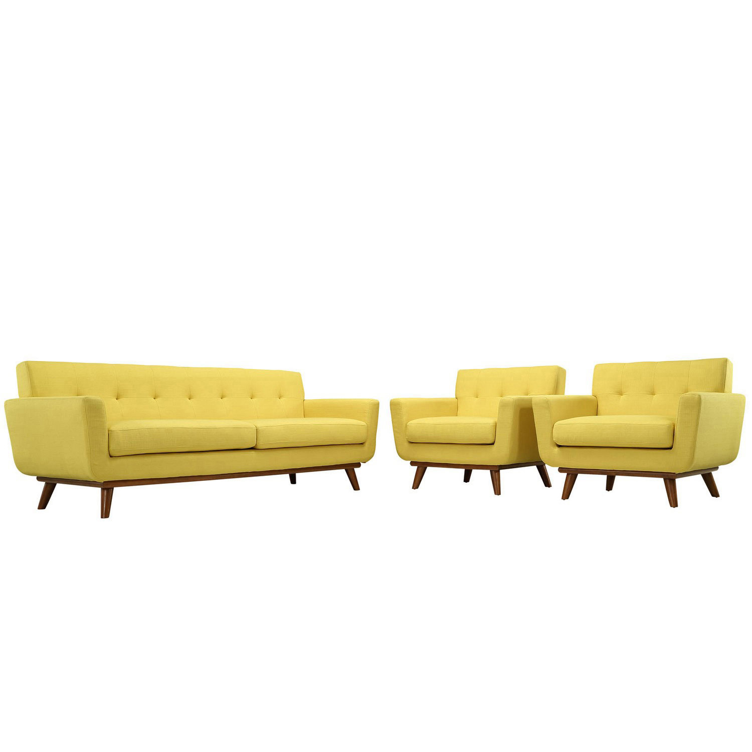 Modway Engage Armchairs and Sofa Set of 3 - Sunny