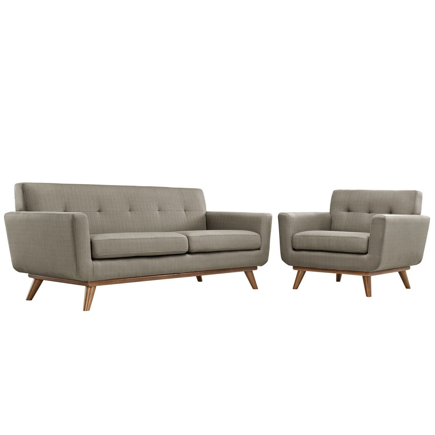 Modway Engage Armchair and Loveseat Set of 2 - Granite