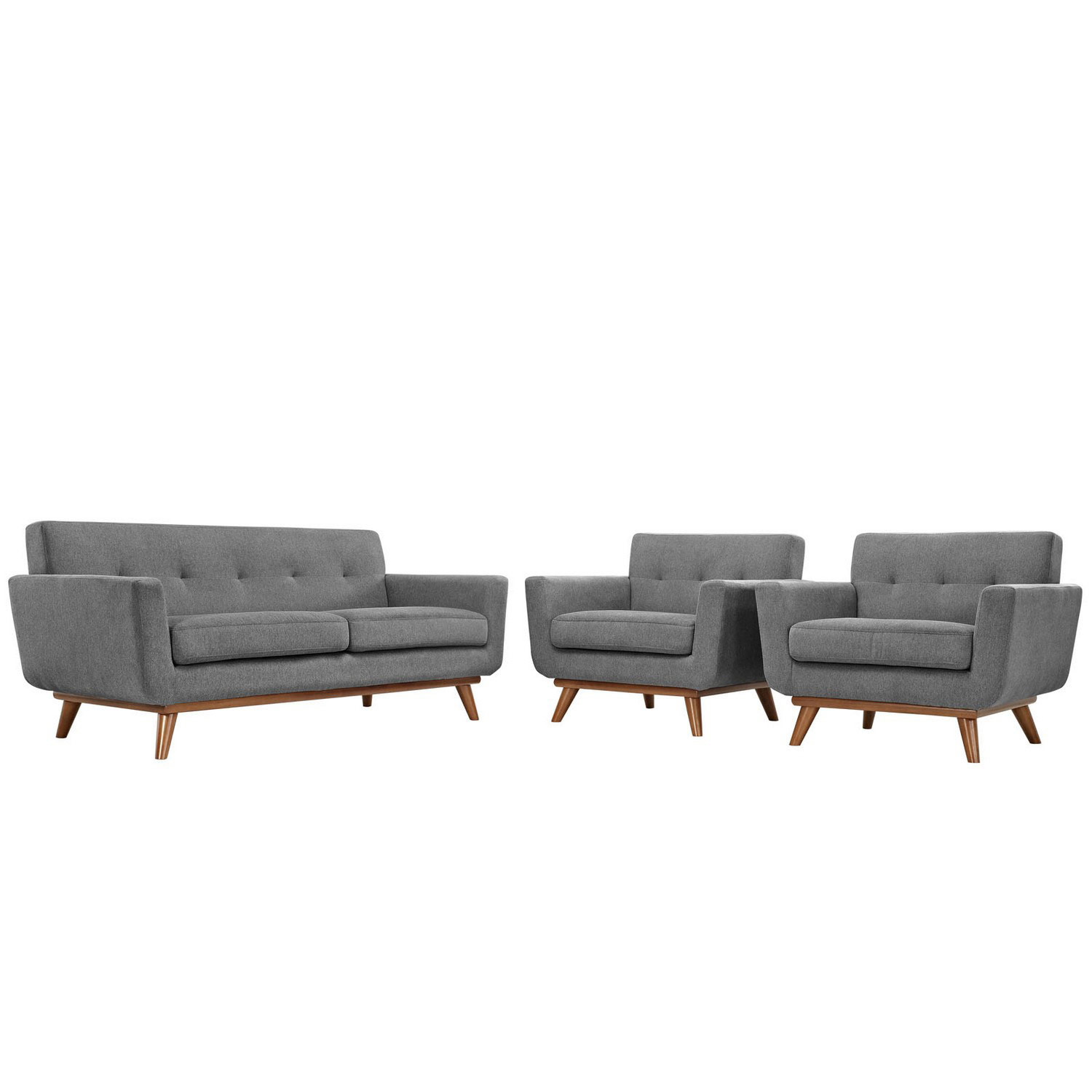 Modway Engage Armchairs and Loveseat Set of 3 - Gray