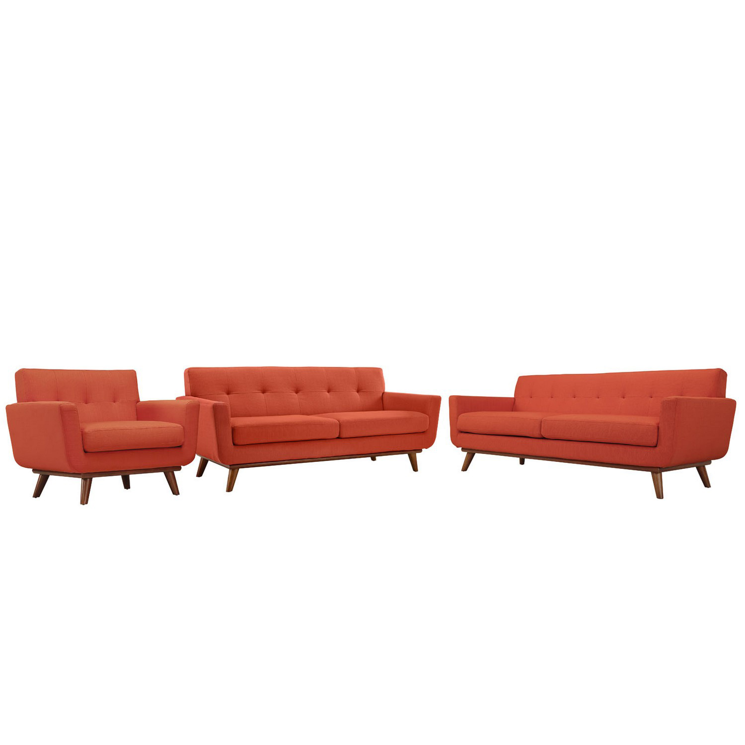 Modway Engage 3 PC Sofa Loveseat and Armchair Set - Atomic Red