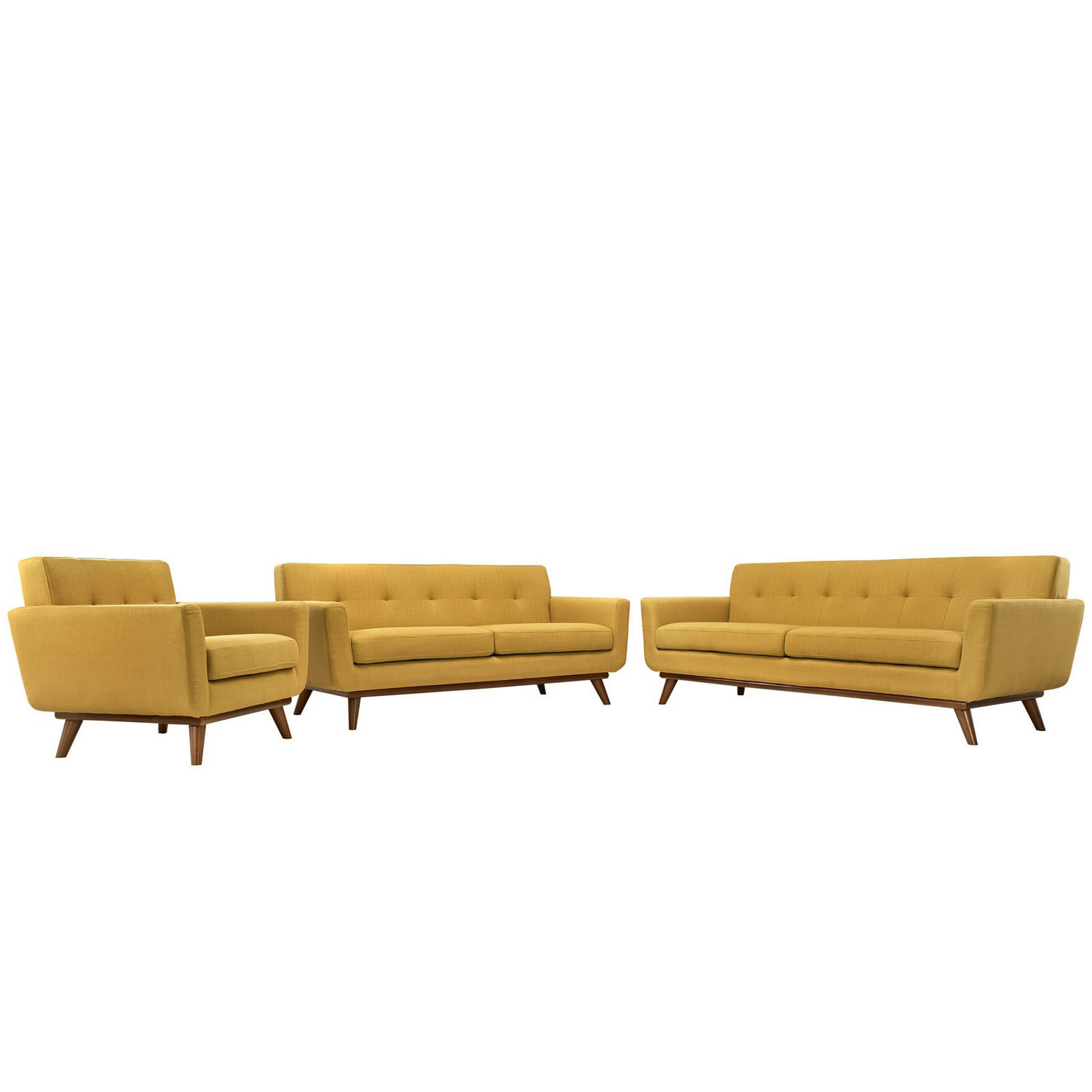 Modway Engage 3 PC Sofa Loveseat and Armchair Set - Citrus