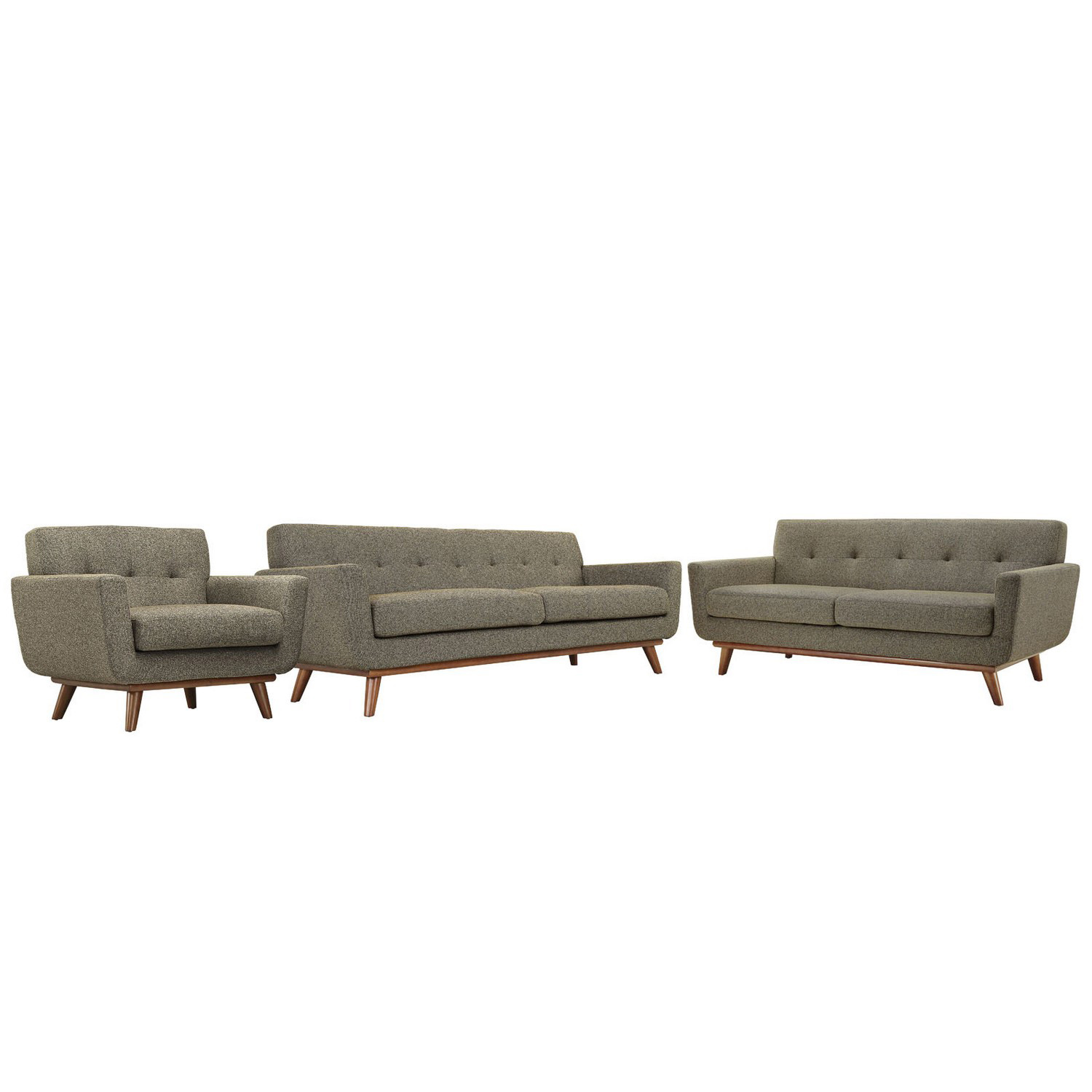 Modway Engage 3 PC Sofa Loveseat and Armchair Set - Oatmeal