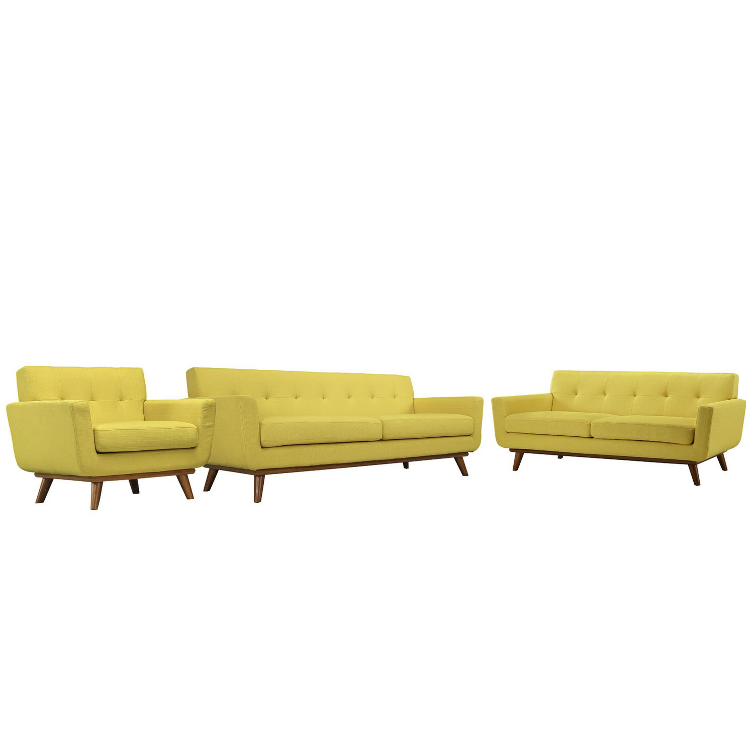 Modway Engage 3 PC Sofa Loveseat and Armchair Set - Sunny