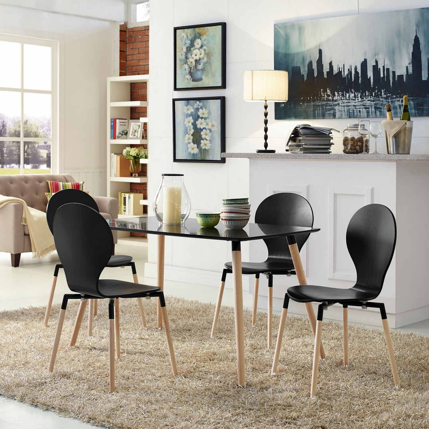 Modway Path Dining Chair Set of 4 - Black