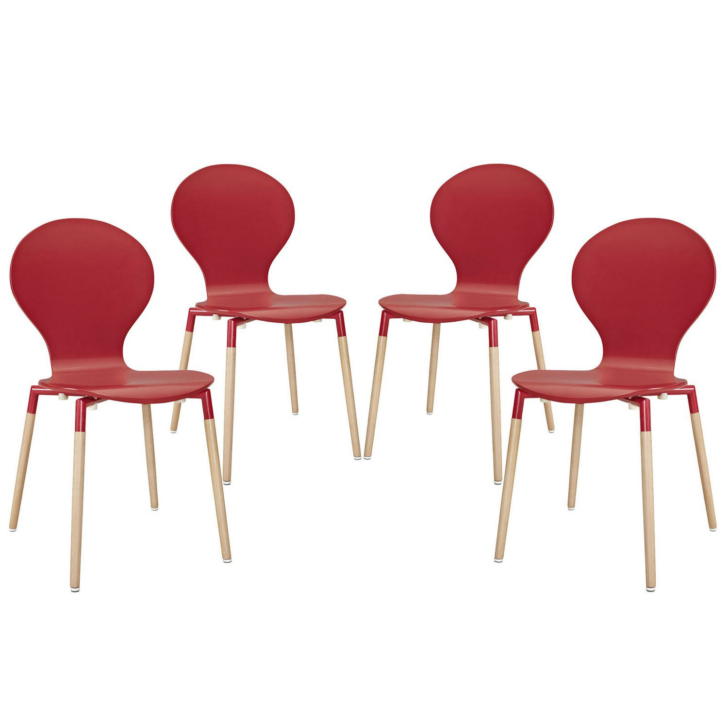 Modway Path Dining Chair Set of 4 - Red