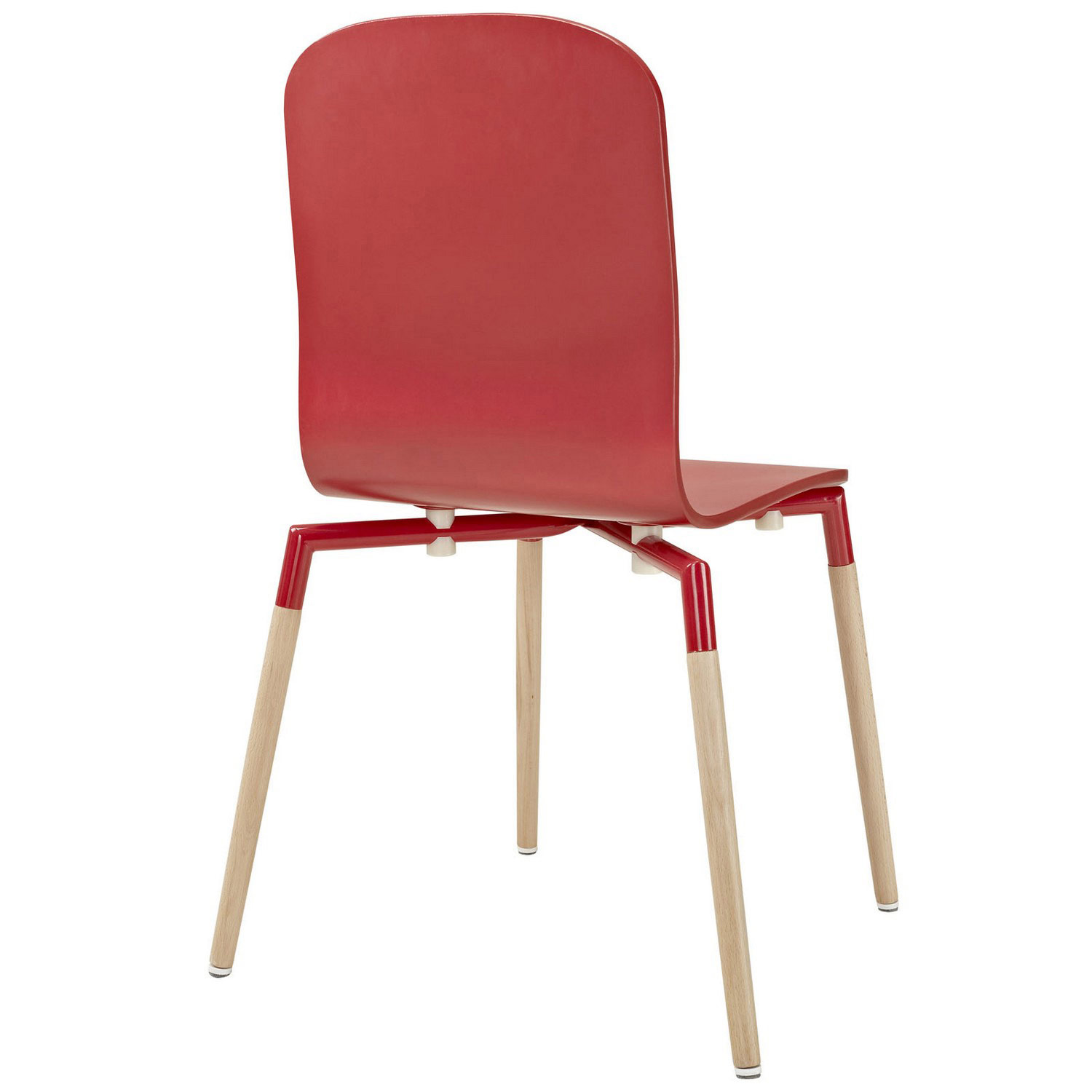 Modway Stack 2PC Dining Chairs Wood Set - Red