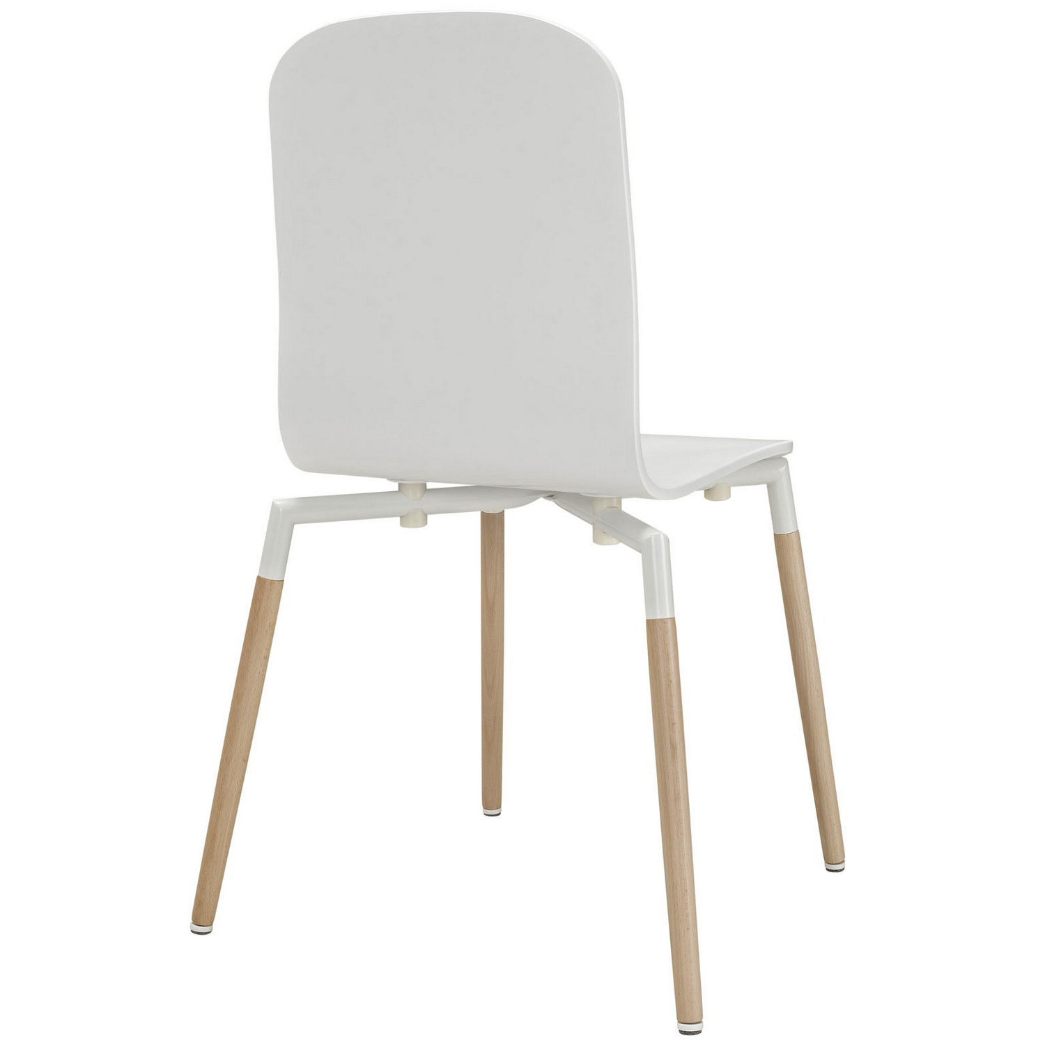Modway Stack 2PC Dining Chairs Wood Set - White