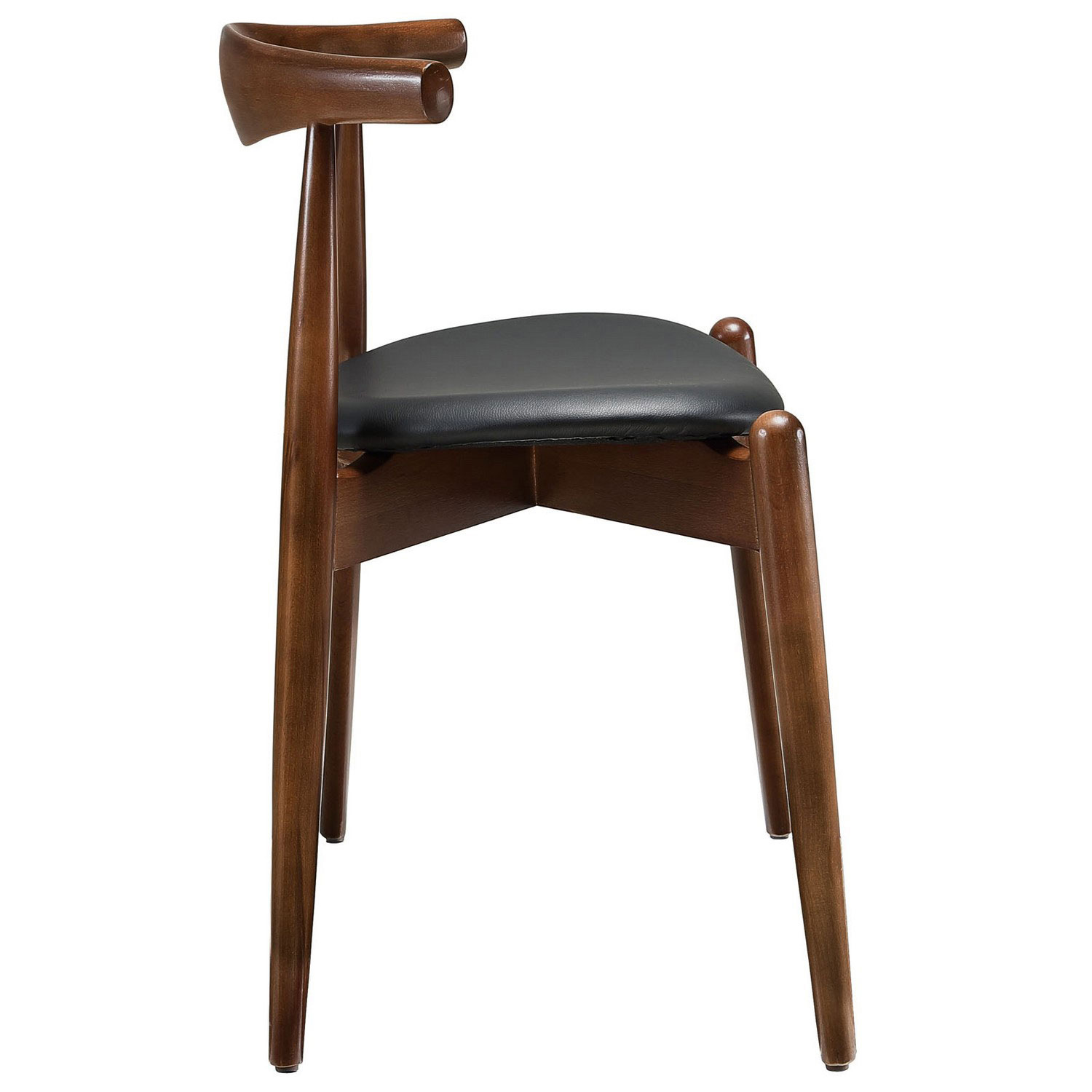 Modway Stalwart 2PC Dining Side Chair Set - Dark Walnut/Black