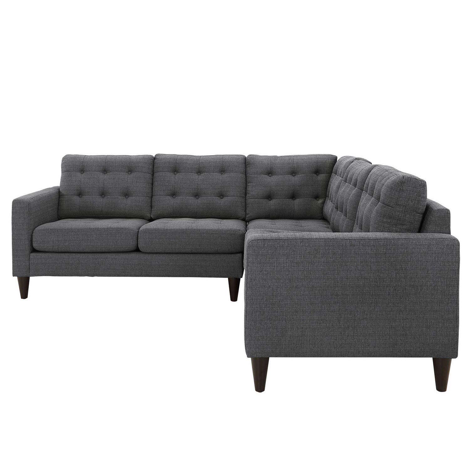 Modway Empress 3 Piece Fabric Sectional Sofa Set - Gray