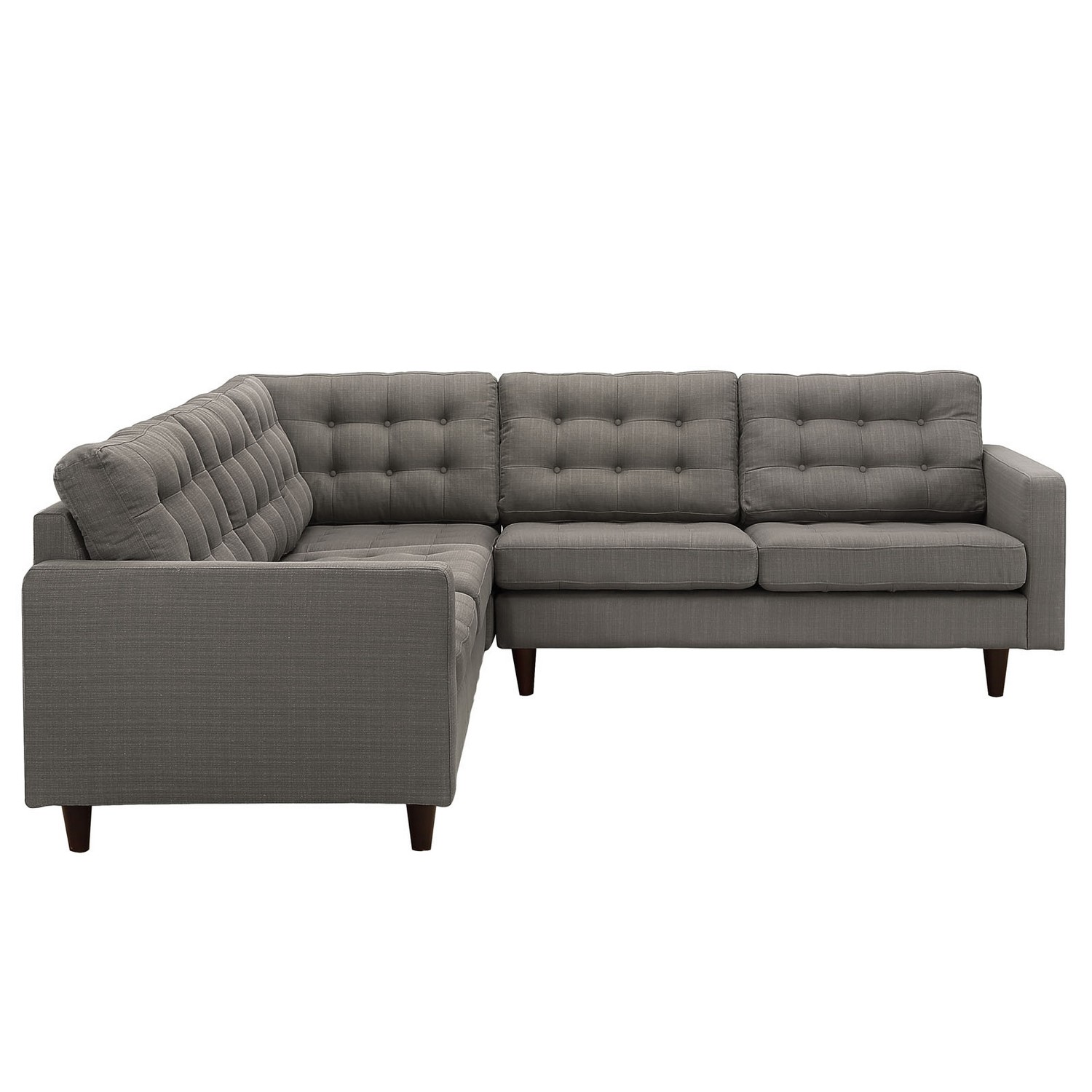 Modway Empress 3 Piece Fabric Sectional Sofa Set - Granite