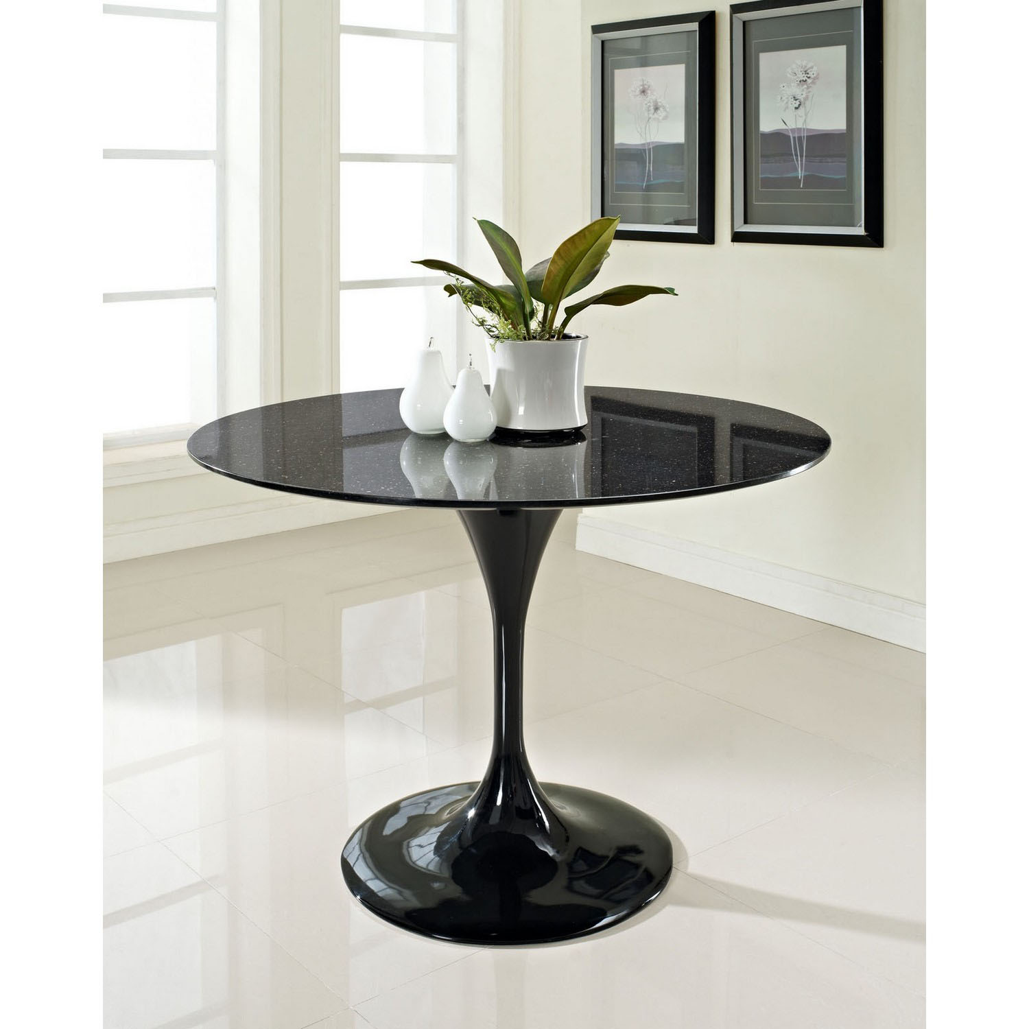 Modway Lippa 48 Marble Dining Table - Black