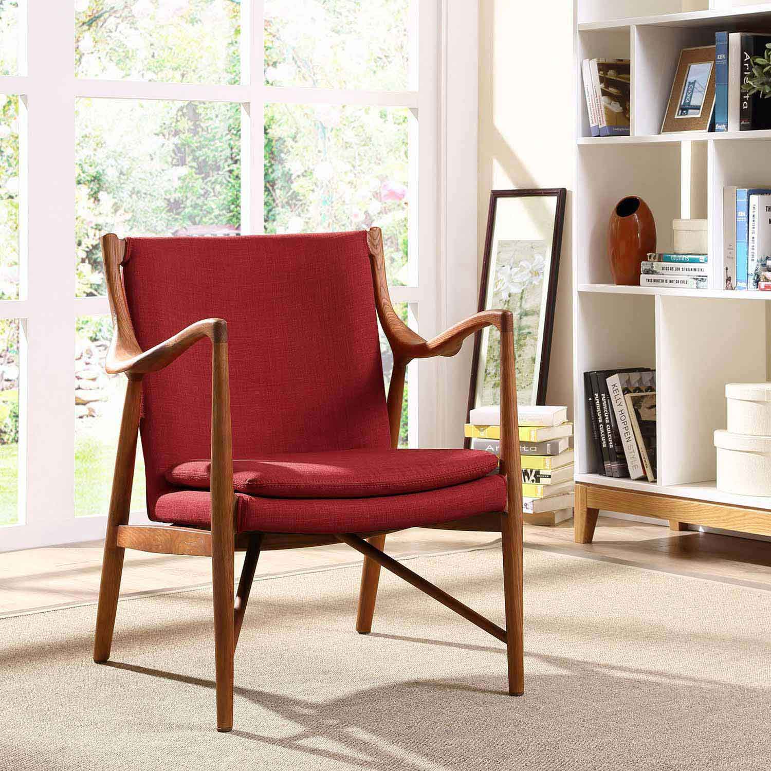Modway Makeshift Upholstered Lounge Chair - Maple Red