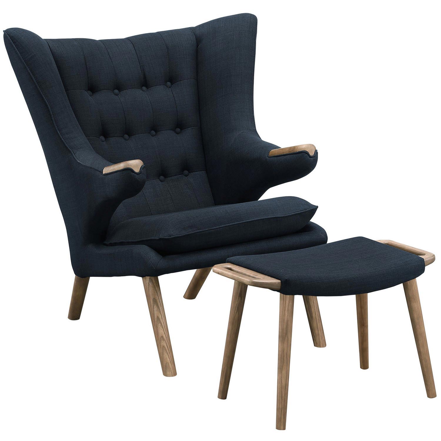Modway Bear Lounge Chair and Ottoman - Walnut Black