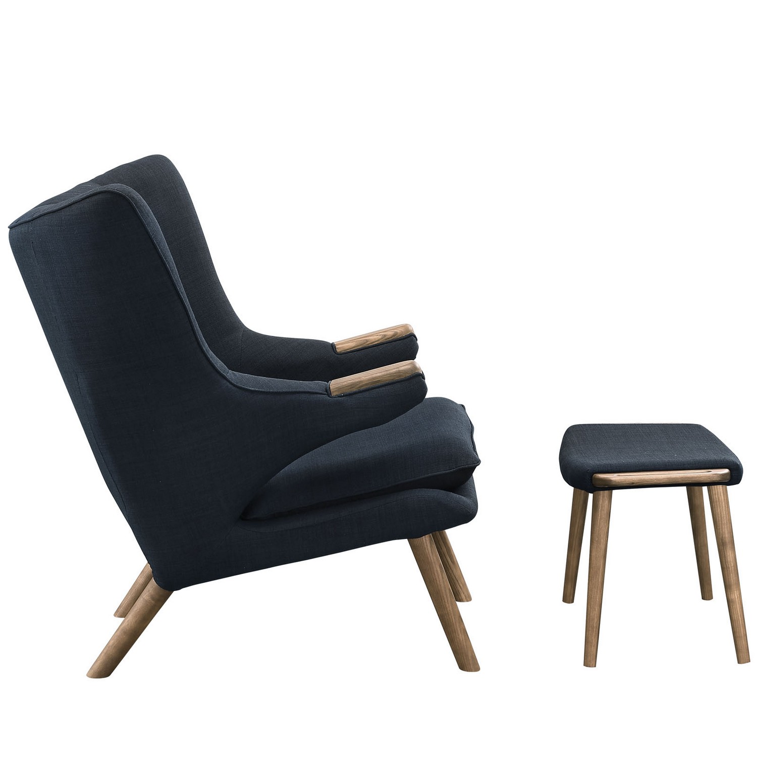 Modway Bear Lounge Chair and Ottoman - Walnut Black