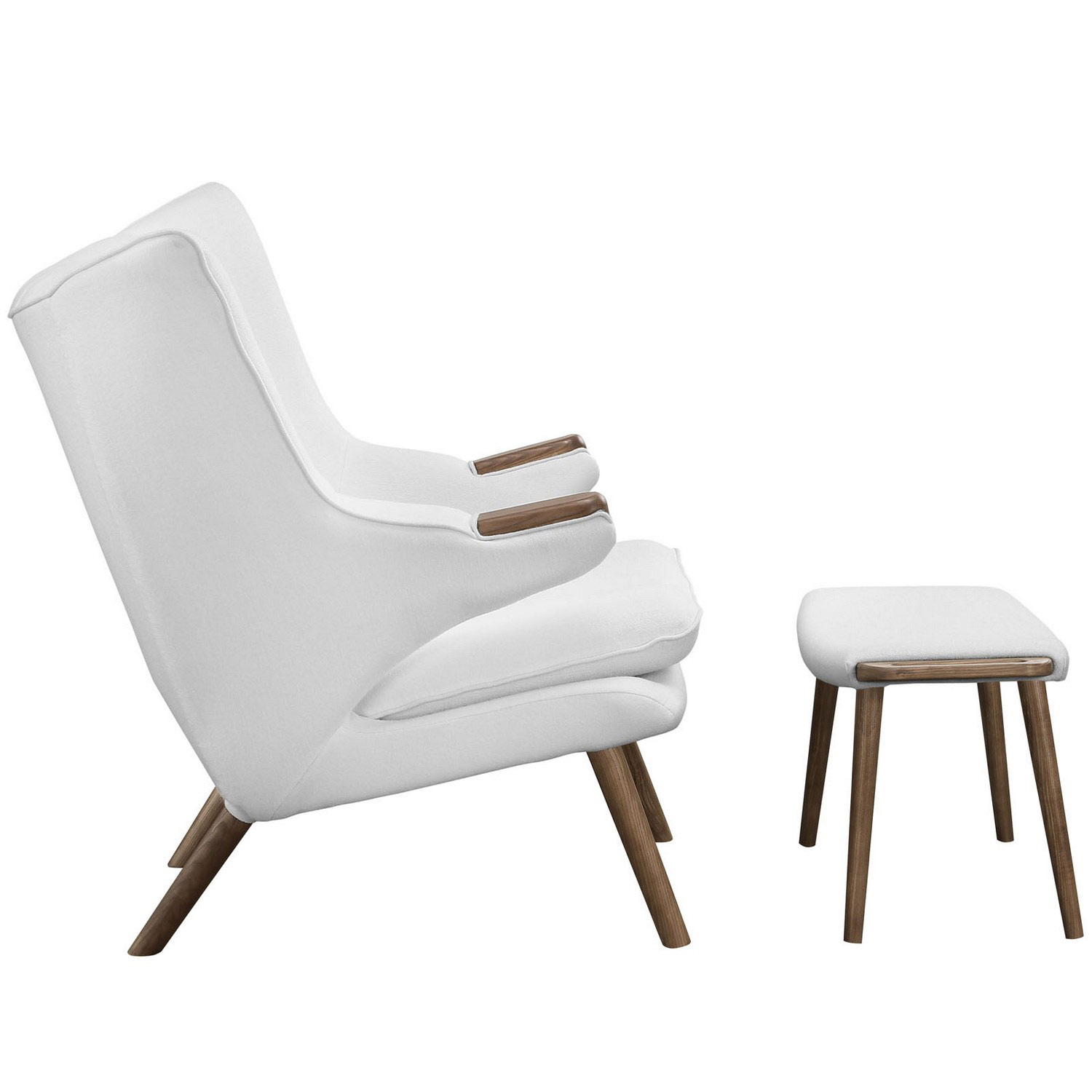 Modway Bear Lounge Chair and Ottoman - Walnut White