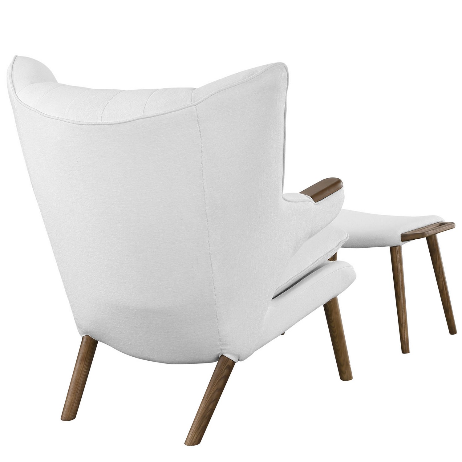 Modway Bear Lounge Chair and Ottoman - Walnut White