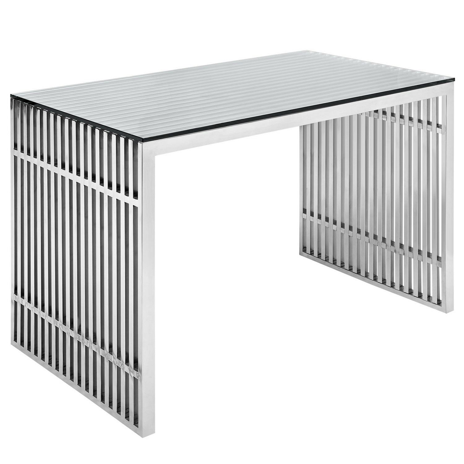 Modway Gridiron Stainless Steel Office Desk - Silver