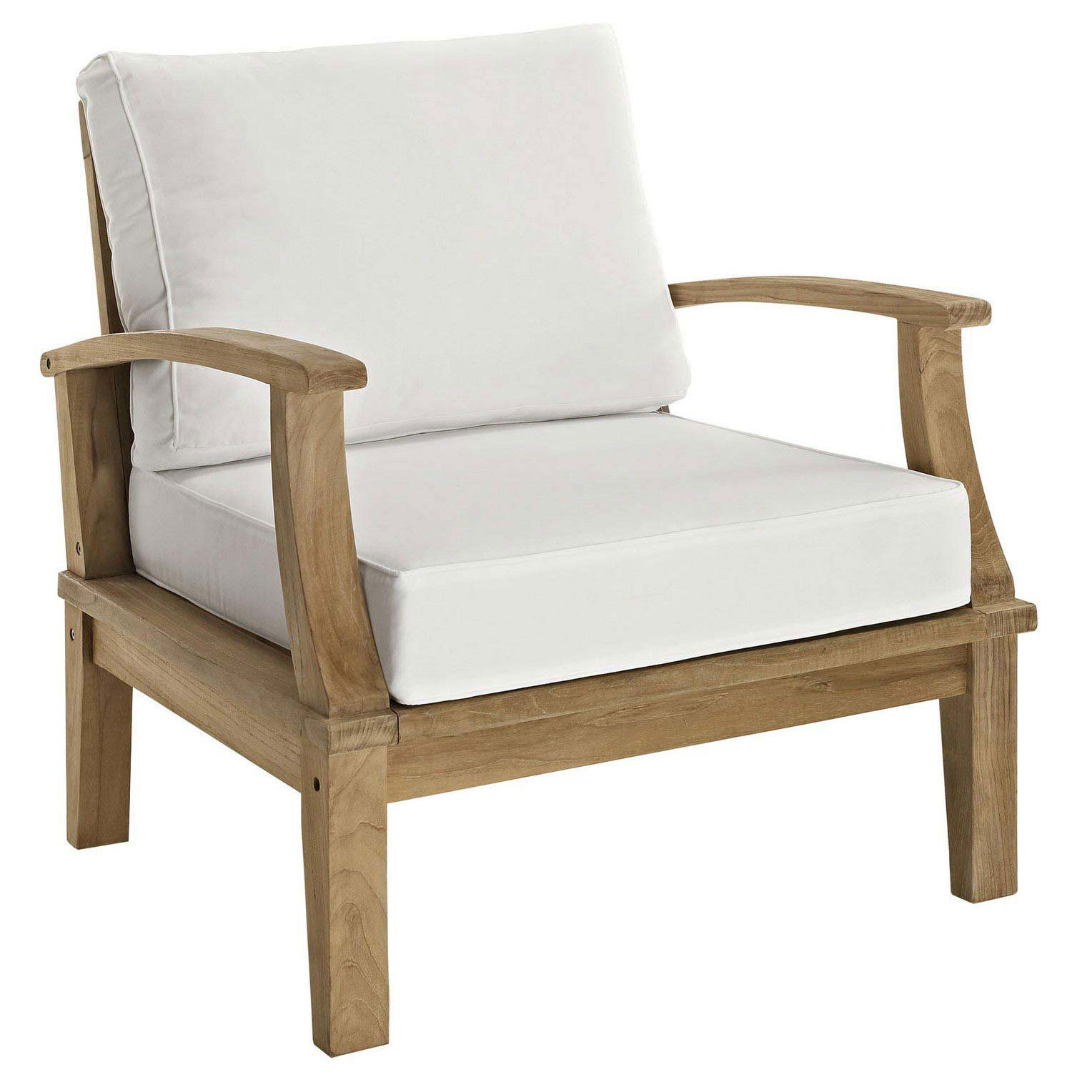 Modway Marina 7 Piece Outdoor Patio Teak Sofa Set - Natural White