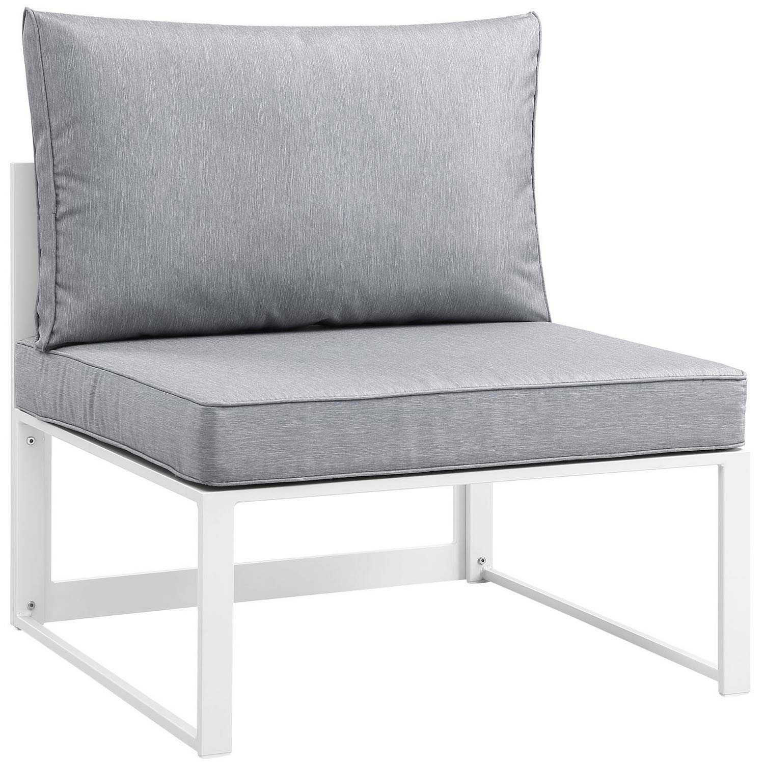 Modway Fortuna Armless Outdoor Patio Sofa - White/Gray
