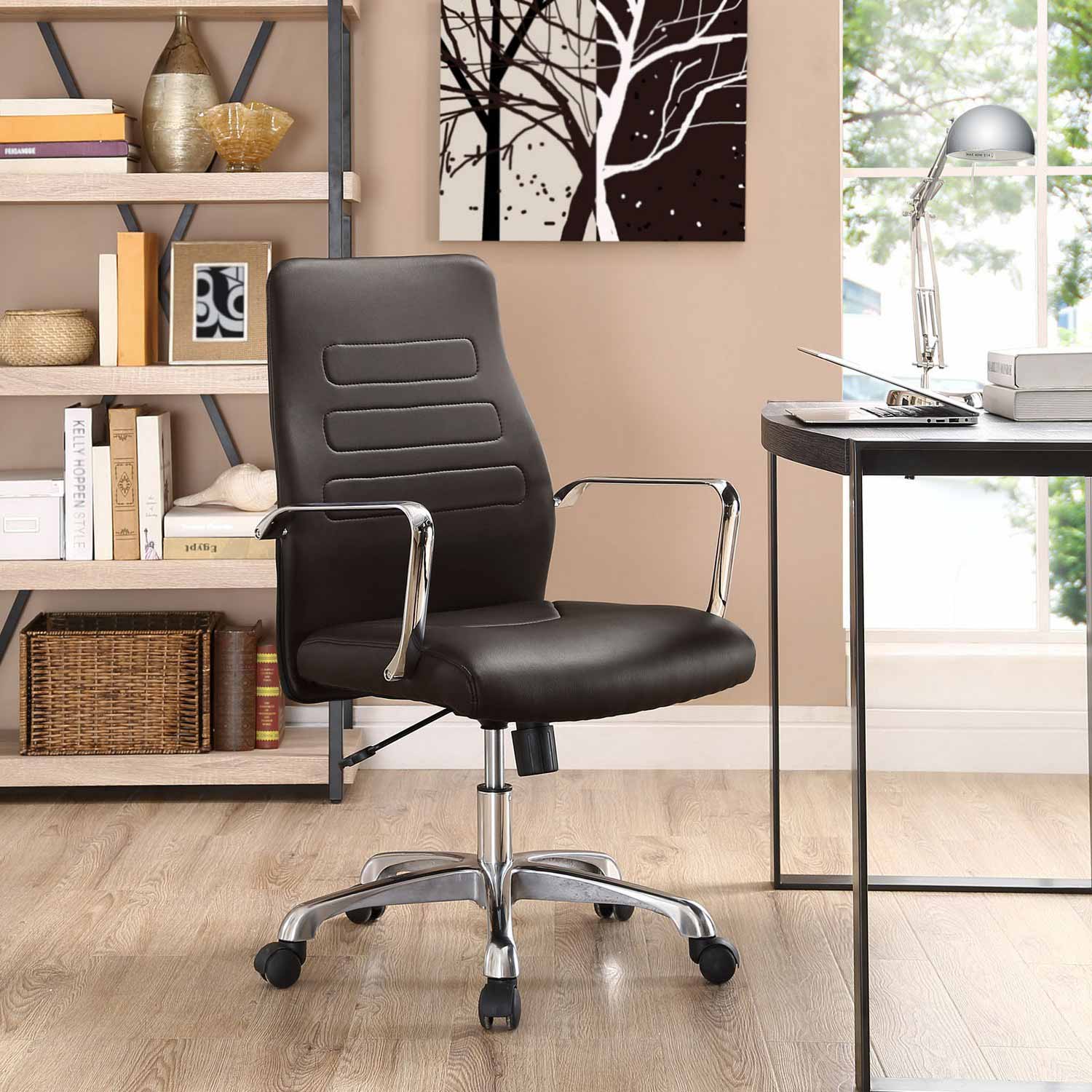 Modway Depict Mid Back Aluminum Office Chair - Brown