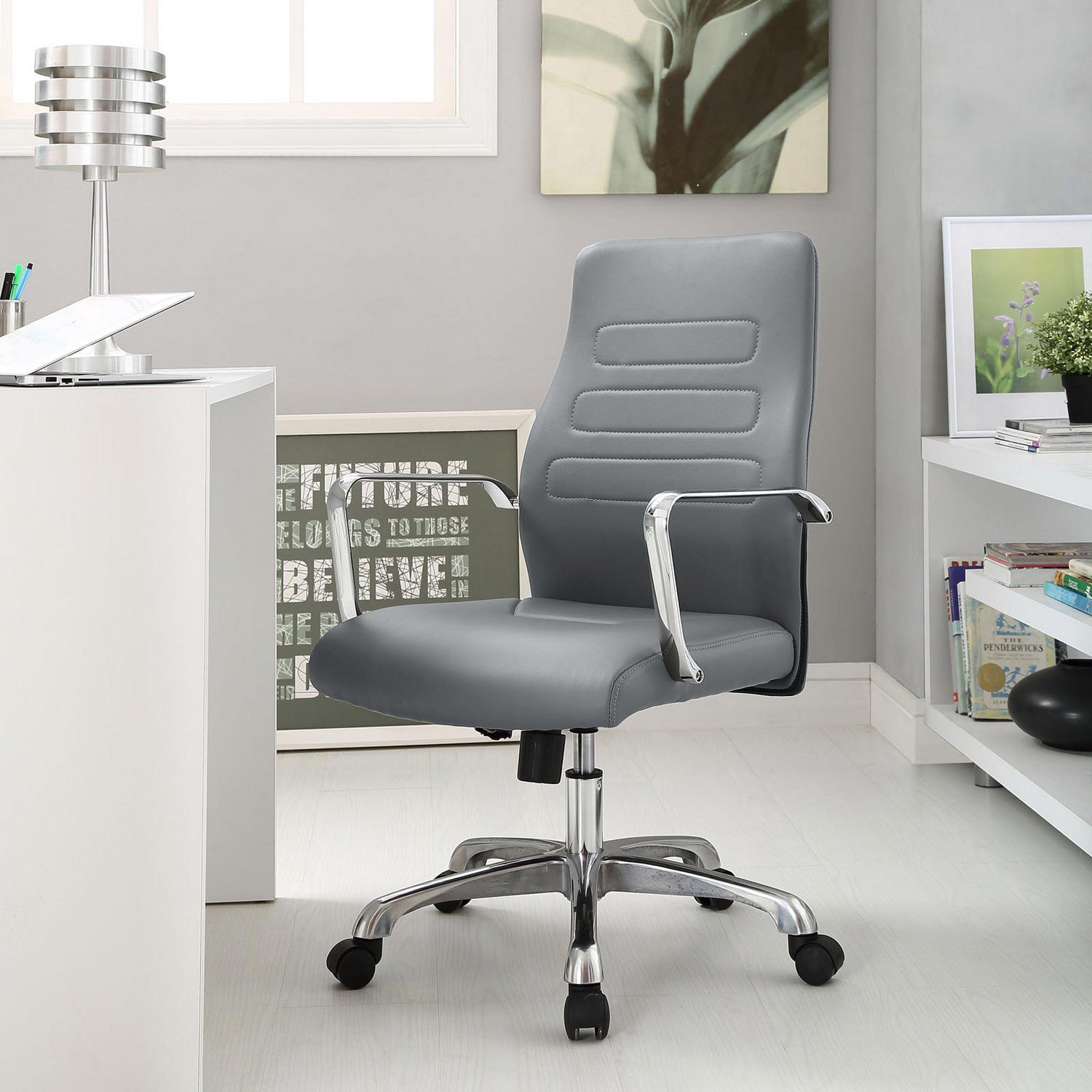 Modway Depict Mid Back Aluminum Office Chair - Gray