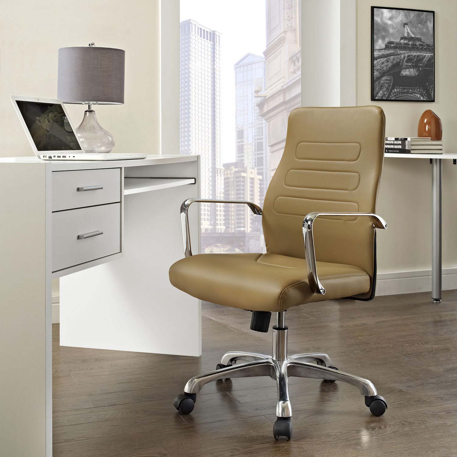 Modway Depict Mid Back Aluminum Office Chair - Tan
