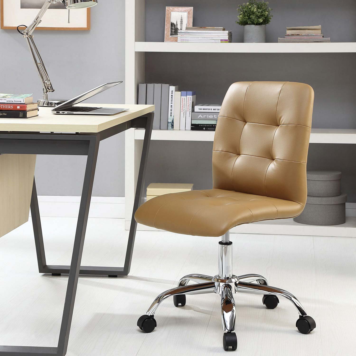 Modway Prim Armless Mid Back Office Chair - Tan