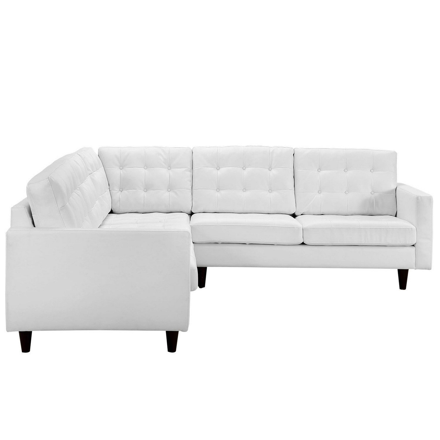 Modway Empress 3 Piece Leather Sectional Sofa Set - White