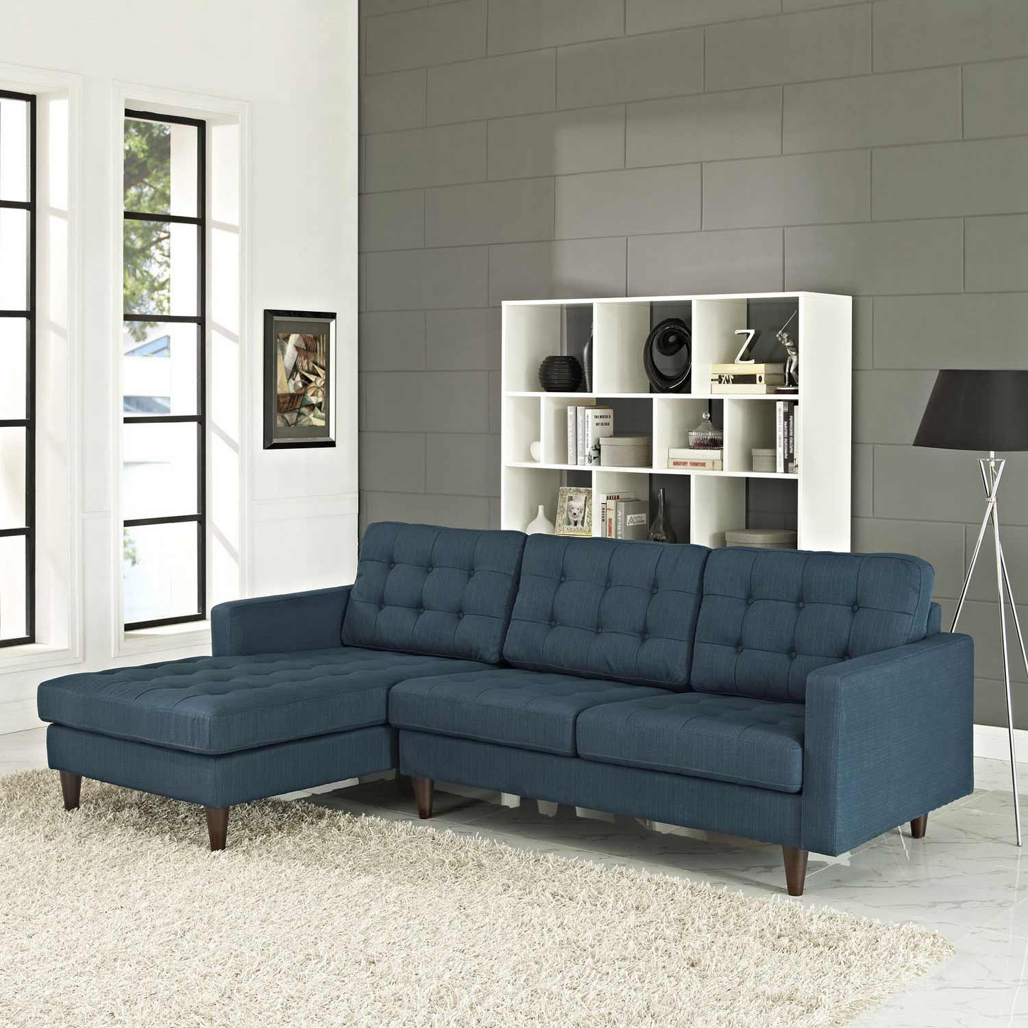 Modway Empress Left-Arm Sectional Sofa - Azure